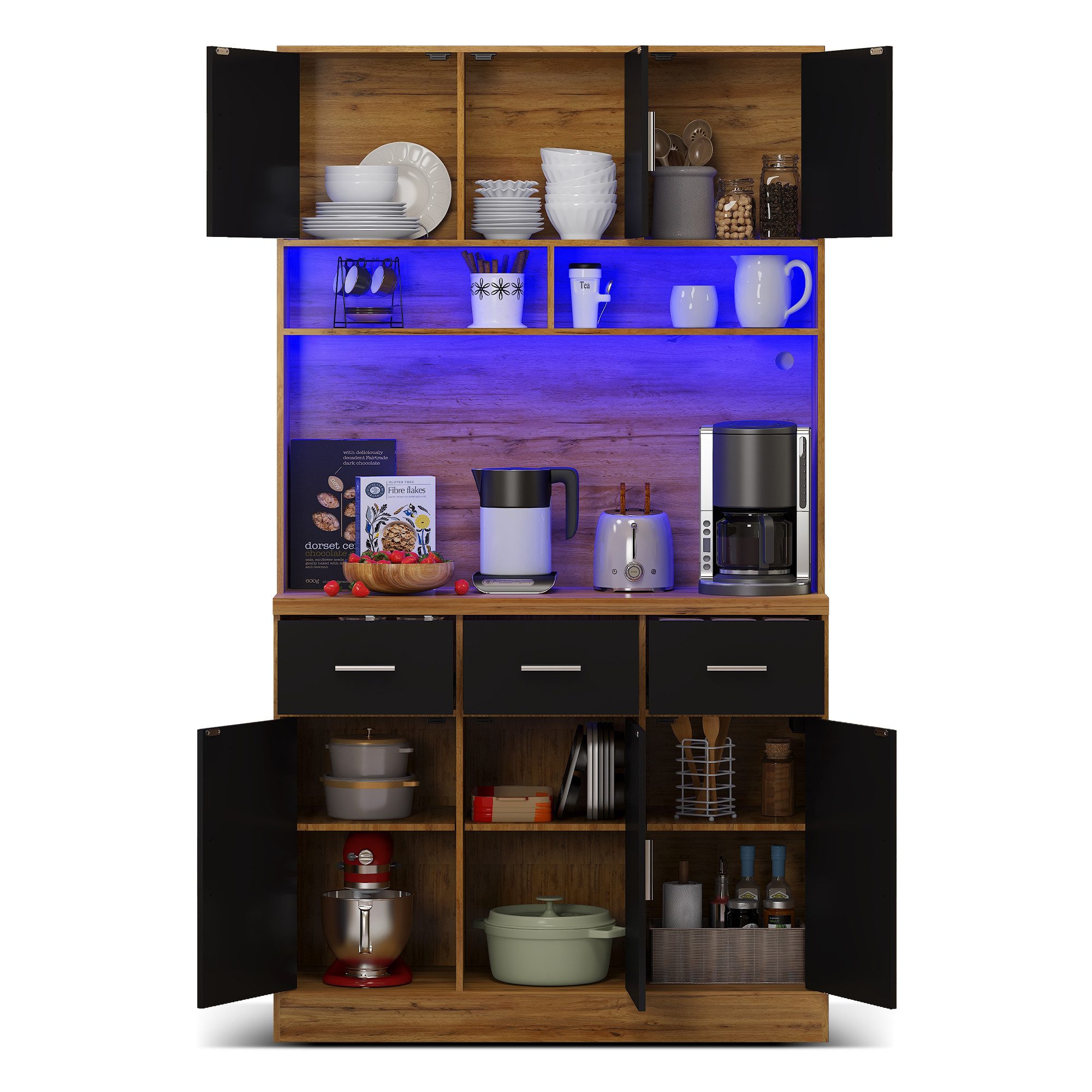 Odikalo Hochschrank Buffet 100x40x180cm verstellbaren Einlegeböden günstig online kaufen