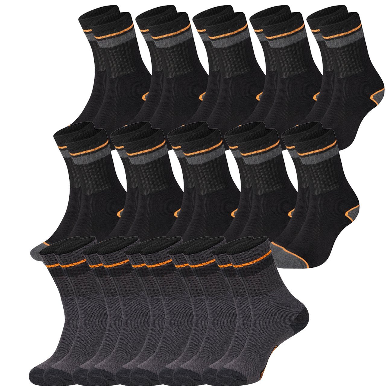 Black+Decker Sportsocken Heavy Fabric Crew (15-Paar) Work Arbeitssocken im 5er 10er 15er Sparpack 10 Paar Grey/Black (BX/CHS/1/X5/DEKC) & 5 Paar Black/Grey (BX/SF/CS/1DEKEX)