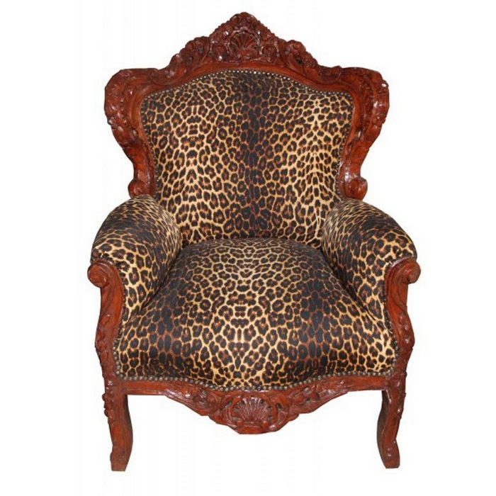 Casa Padrino Sessel Barock Sessel "King" Leopard/Braun- Antik Stil