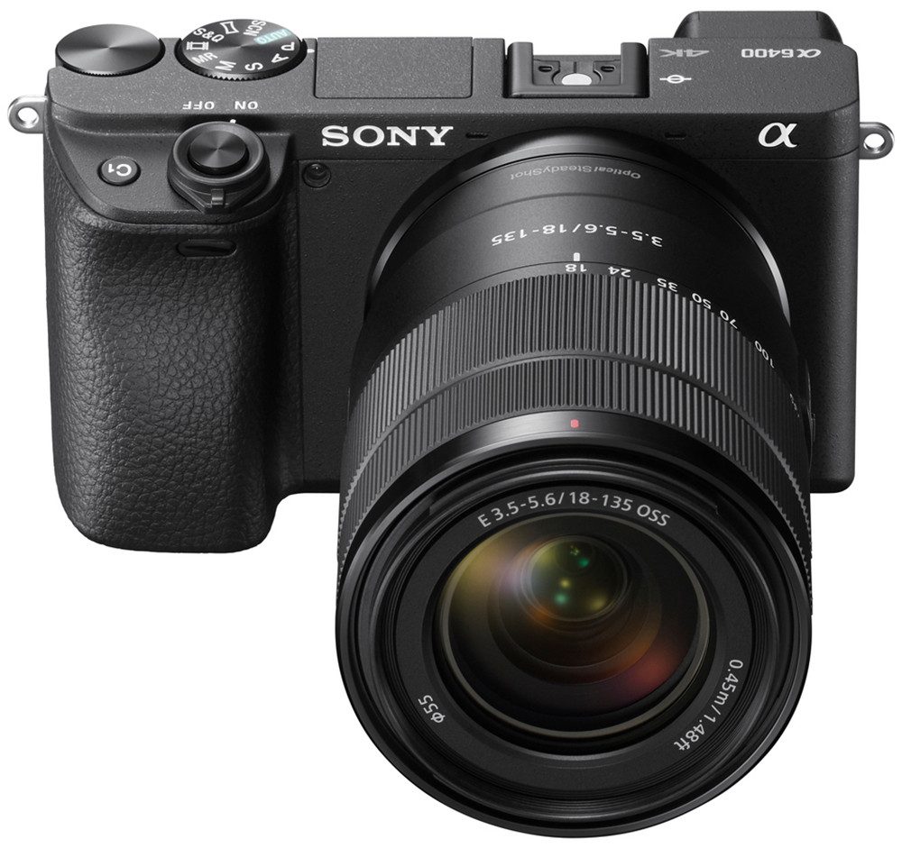 Sony Set: SEL35F18 Objektiv + Alpha 6400AMB APS-C Systemkamera (SEL-18135, SEL-35f18, 24 MP, 2x opt. Zoom, Bluetooth, WLAN, E-Mount Systemkamera, 24 Megapixel, 4K Video, 180° Klapp-Display)