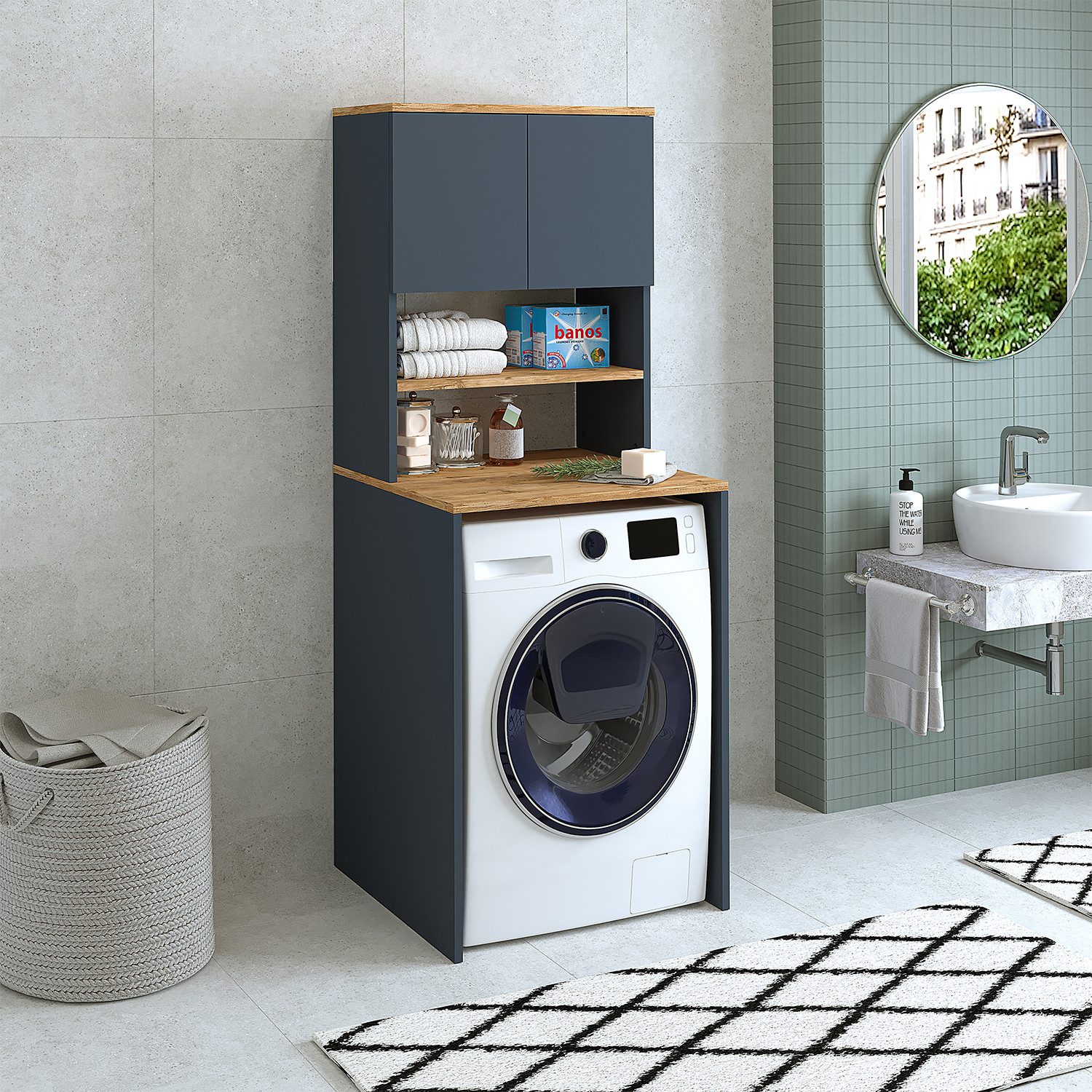 Roomart Waschmaschinenumbauschrank (Waschmaschinenschrank Überbauschrank Ha günstig online kaufen
