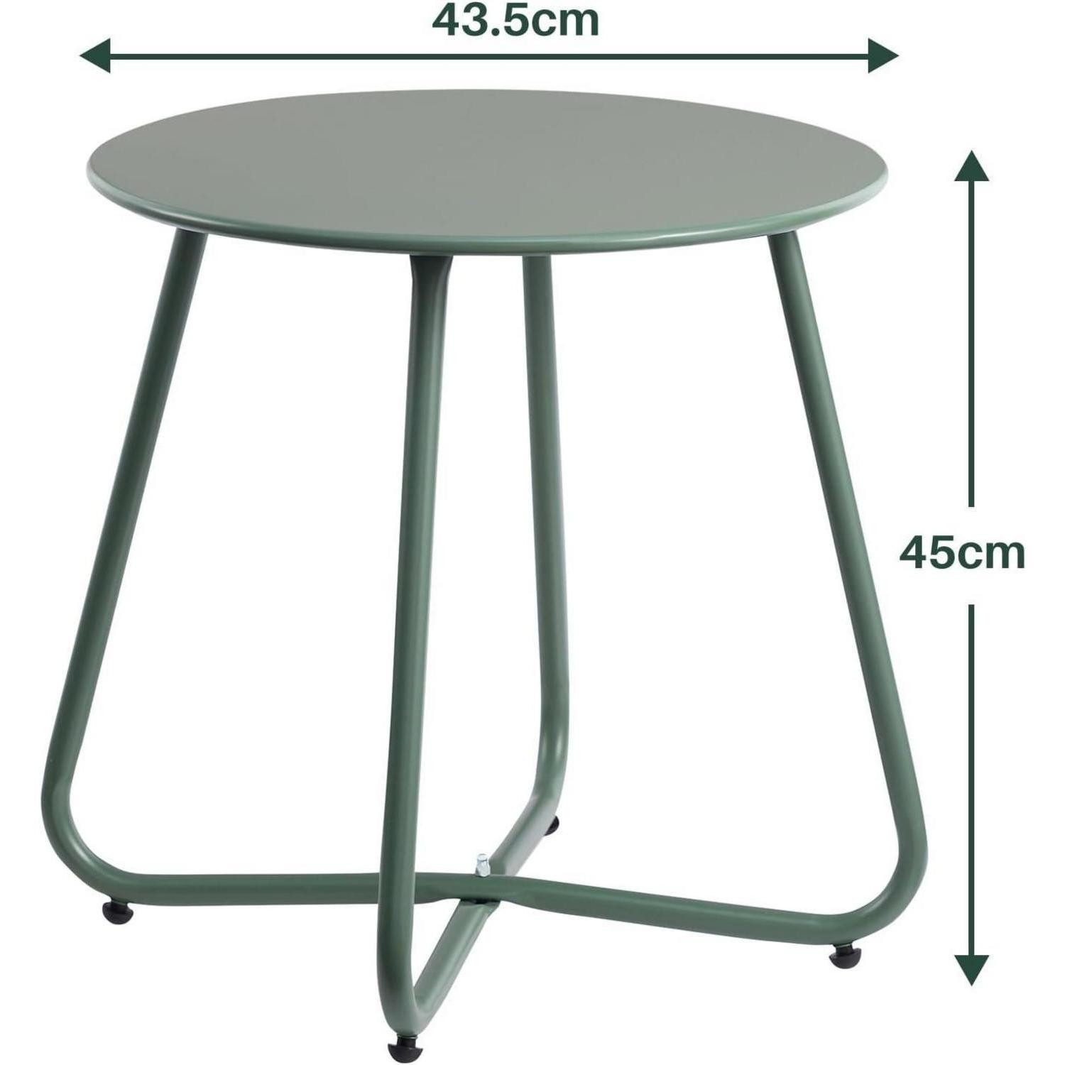 LuxusKollektion Gartentisch Beistelltisch Outdoor Balkontisch Rund Metall Wetterfest Grün