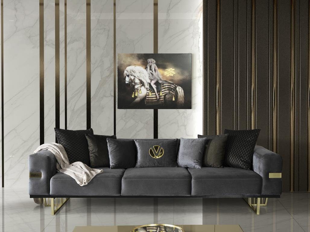 Luxus Möbel Sofagarnitur (4-St) JVmoebel Set 4tlg. Couch Gruppe, Wohnzimmer-Set Einrichtung Stoffsofa