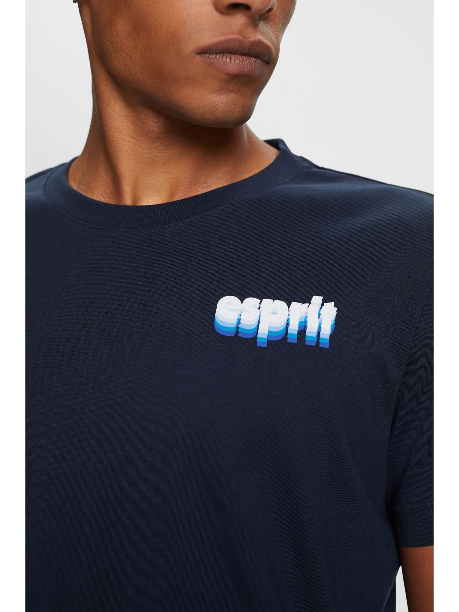 edc by 100 % T-Shirt (1-tlg) Jersey-T-Shirt, Baumwolle Esprit NAVY Bedrucktes