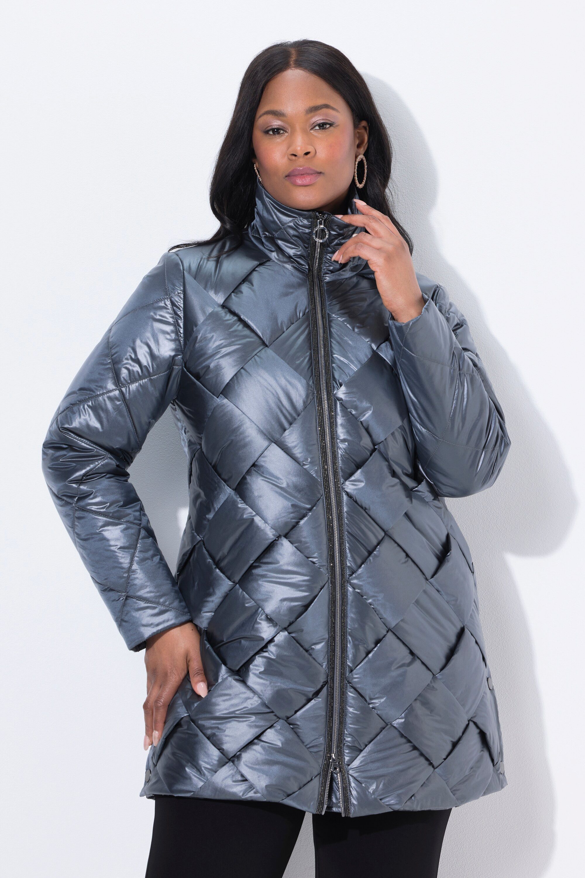 Ulla Popken Steppjacke Steppjacke Flechtoptik Stehkragen günstig online kaufen