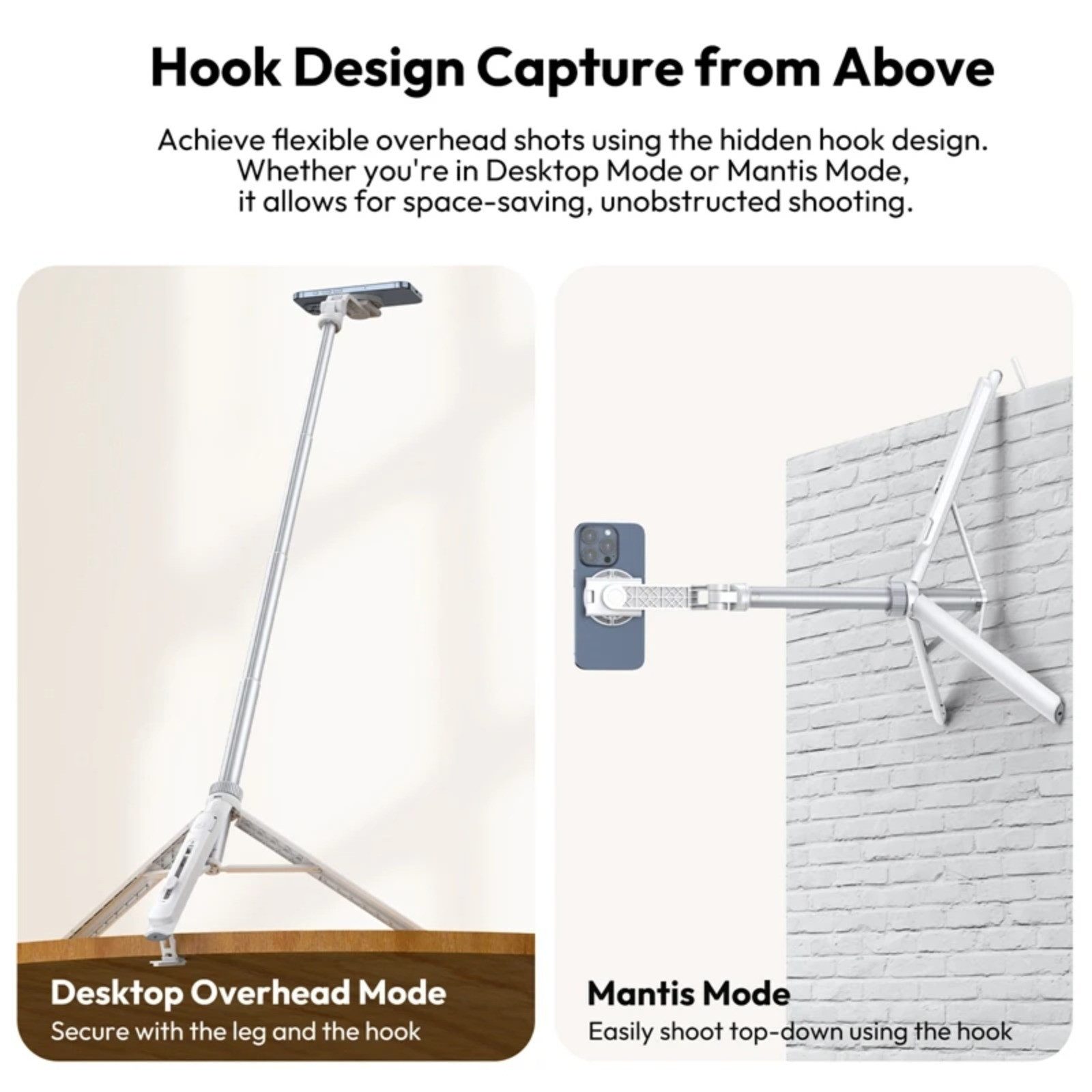 ULANZI TT88 Overhead Selfie Stick Kabelloses Stativ Magsafe Clip für iPhone Dreibeinstativ