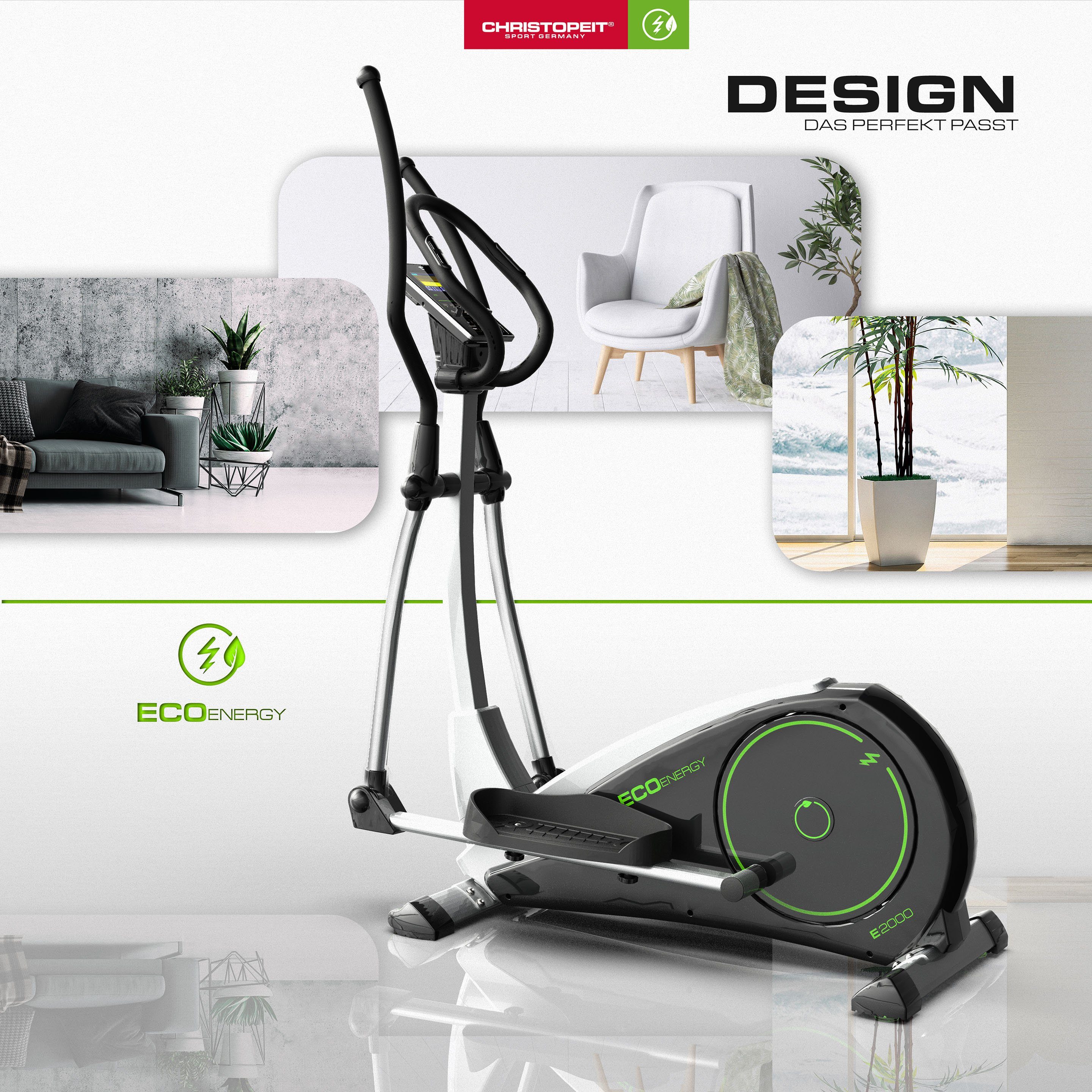 Christopeit Sport® Crosstrainer-Ergometer Eco 2000" (Fitnessgerät), 150 kg max. Benutzergewicht, 24 Widerstandsstufen