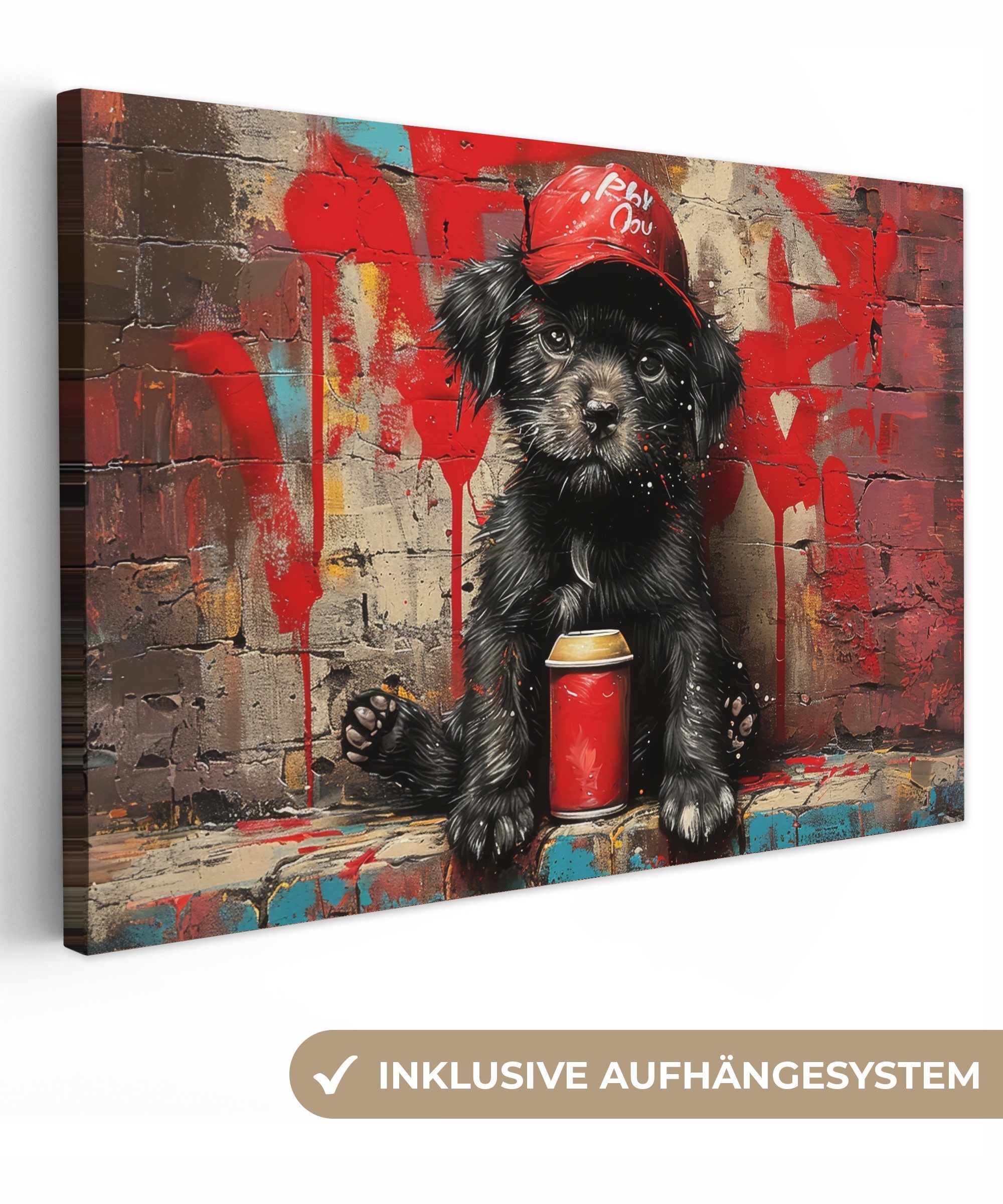 OneMillionCanvasses® Leinwandbild Graffiti - Hund - günstig online kaufen