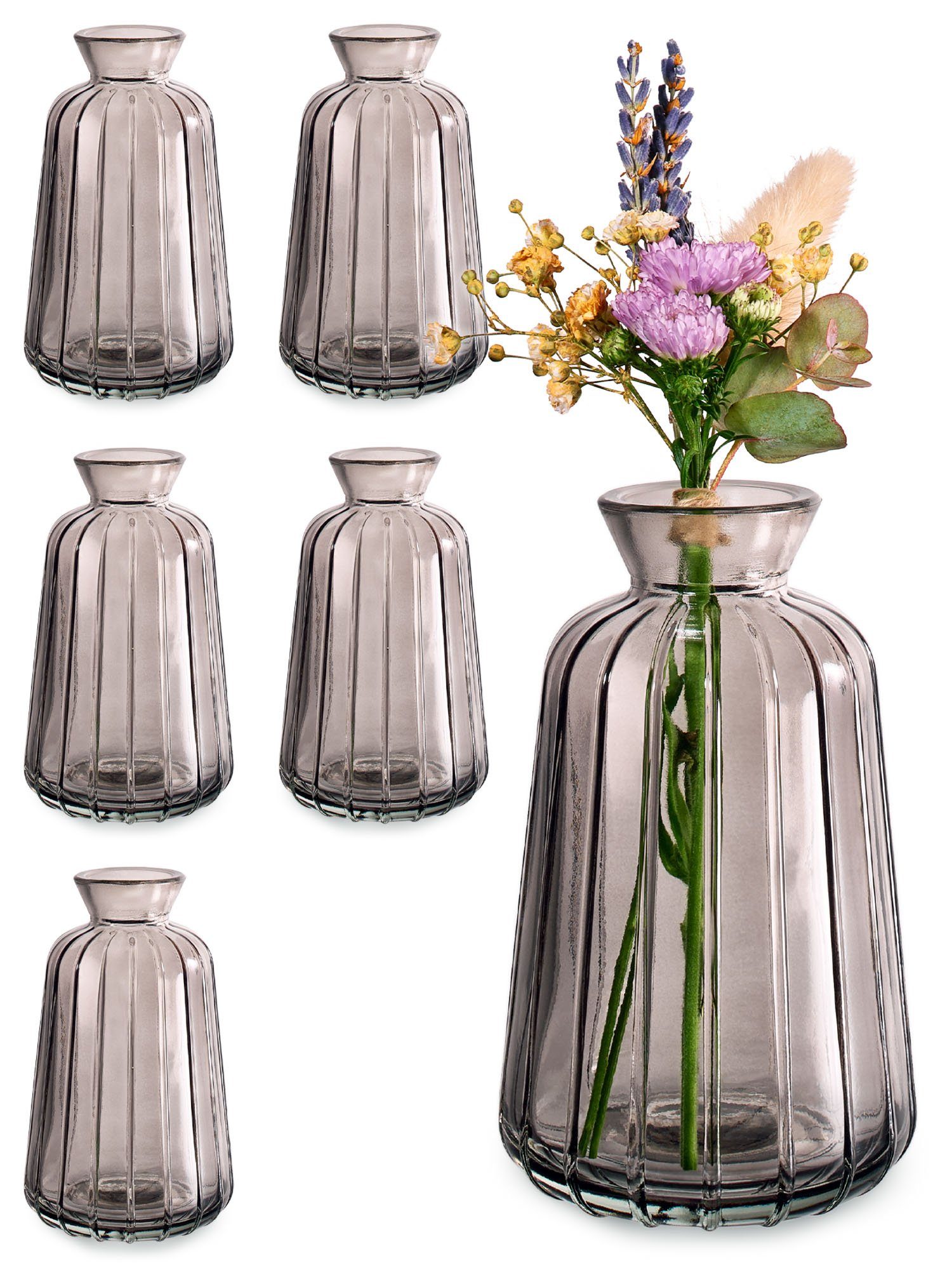 Praknu Tischvase Kleine Glasvasen für Tischdeko - 6er Set - Vintage Charme günstig online kaufen