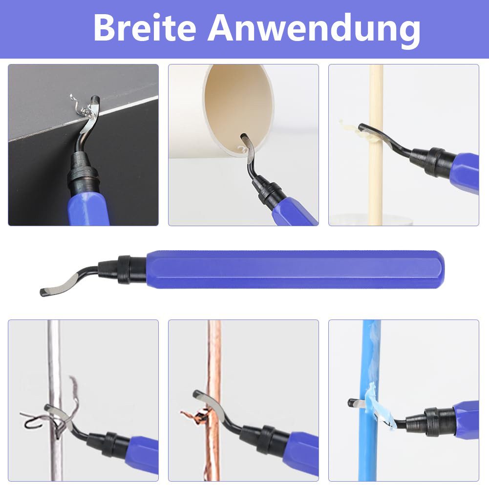 FOUORTUNATE-BEE Rohrschneider Entgrater Werkzeug Universal, (Metallgriff Handentgrater mit 10 Stück Ersatzklingen, 360° Rotierender Klinge Schneidwerkzeug für 3D Drucker, Kunststoff, Aluminium (1 Werkzeug + 11 Klingen)