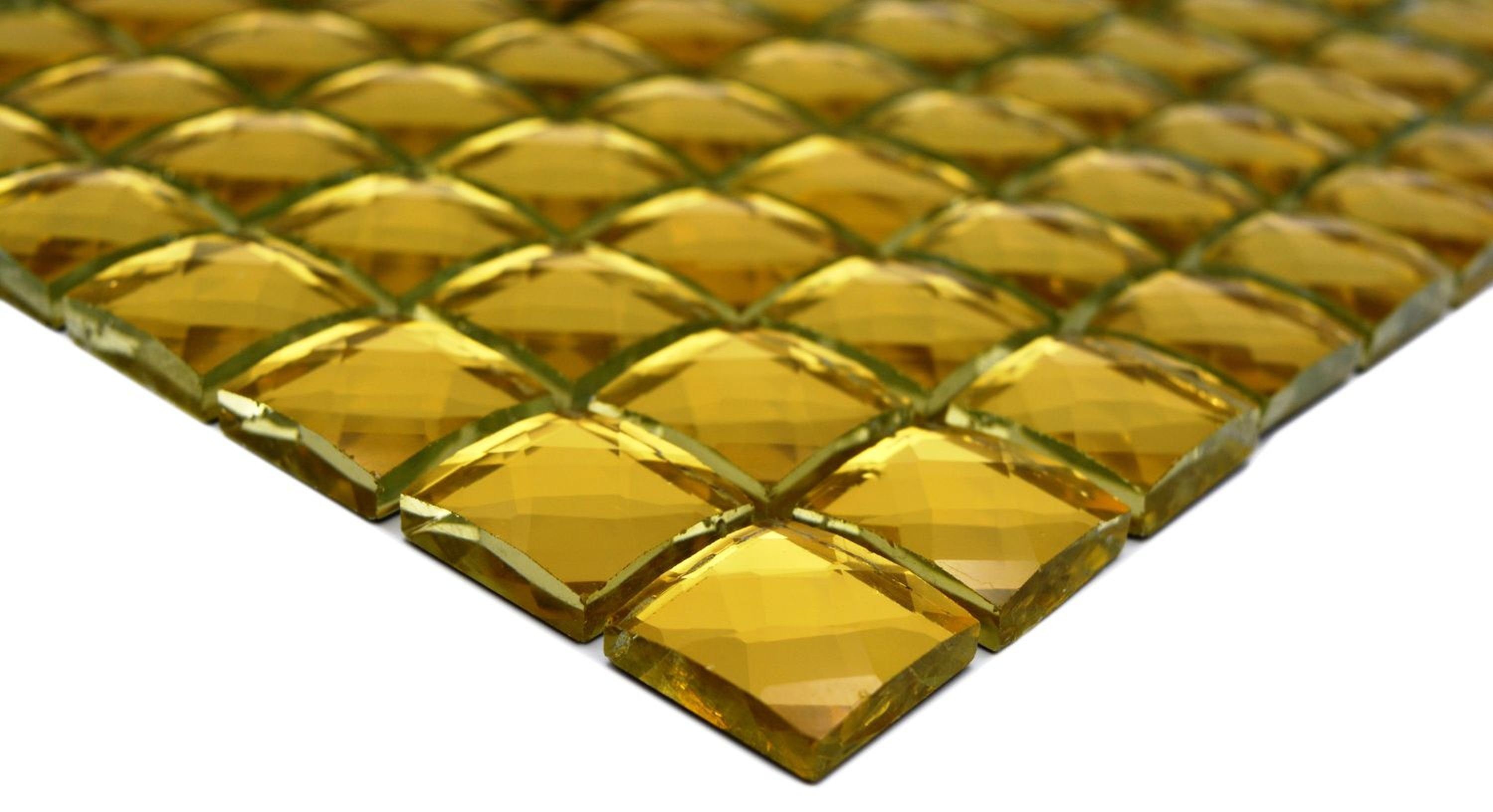Glasmosaik Wandverblender Dekorativer Mosani Wandfliese Gold, Quadratisches Mosaikmatten, Crystal Mosaikfliesen / 10 Glas