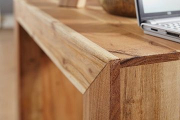 tinkaro Beistelltisch BESTE Massiv-Holz Akazie Wohnzimmer-Tisch Braun