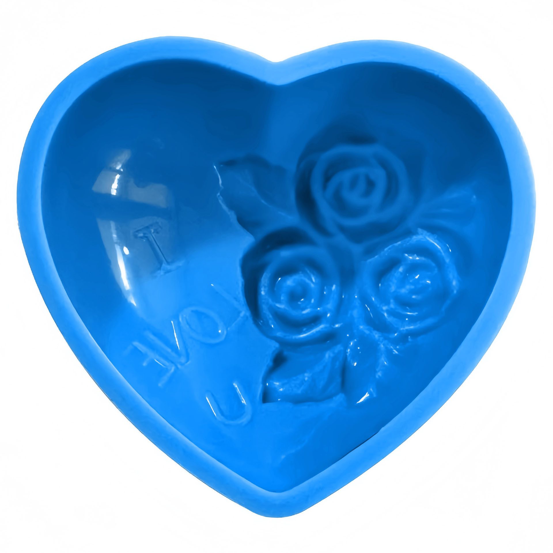 DistrEbution Silikonform Herz mit Rosenrelief & I Love You, Seifenform, Silikonform zum Seifengießen, für Seife & Basteln