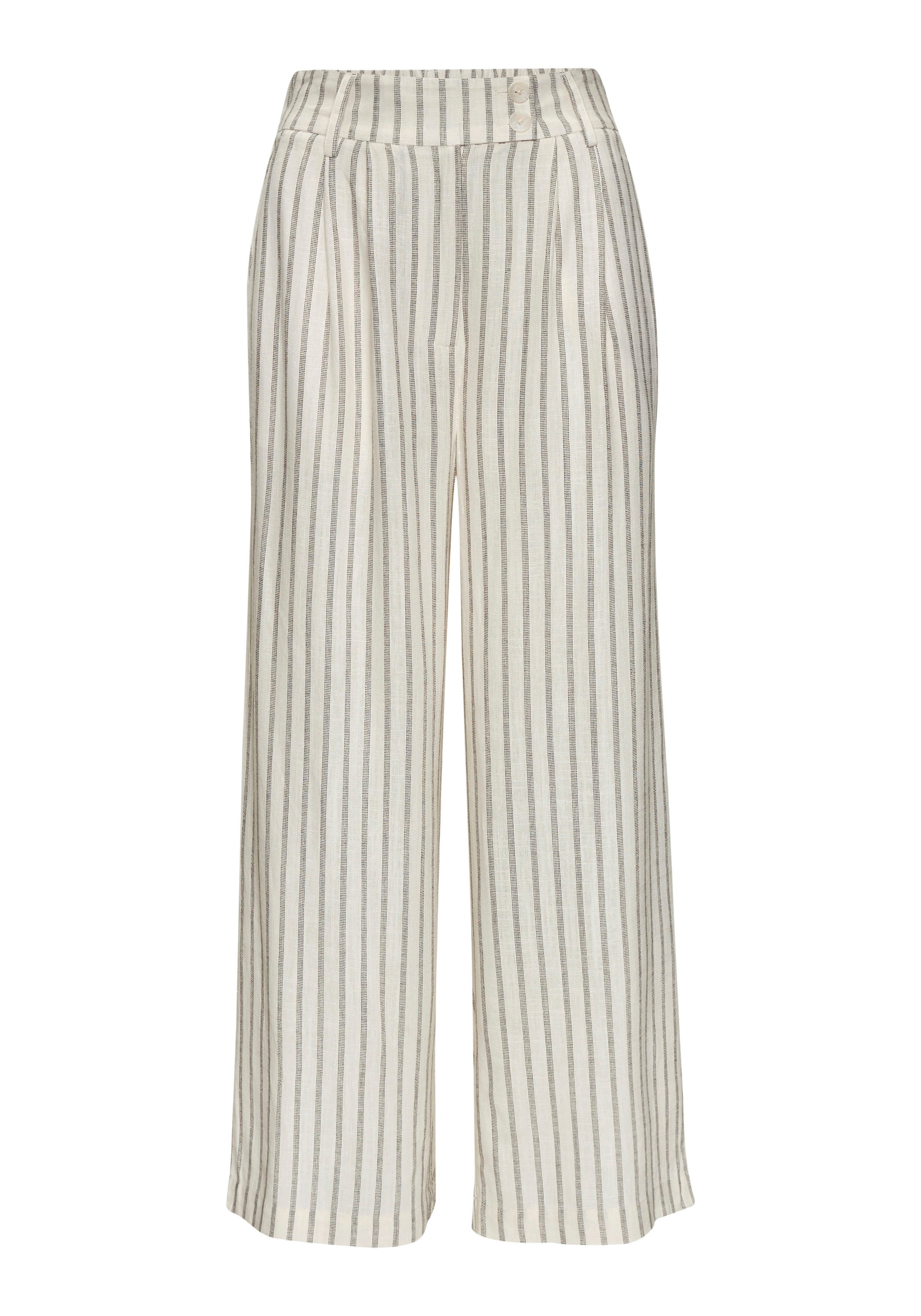 LASCANA Bundfaltenhose mit Taschen und Knopfdetail, weites Bein, Leinenhose günstig online kaufen