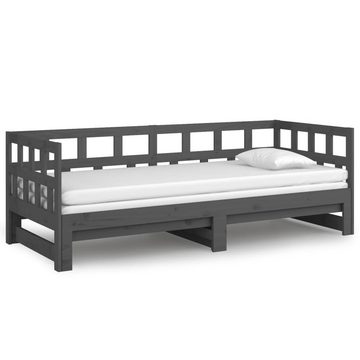 furnicato Bett Tagesbett Ausziehbar Grau Massivholz Kiefer 2x(80x200) cm