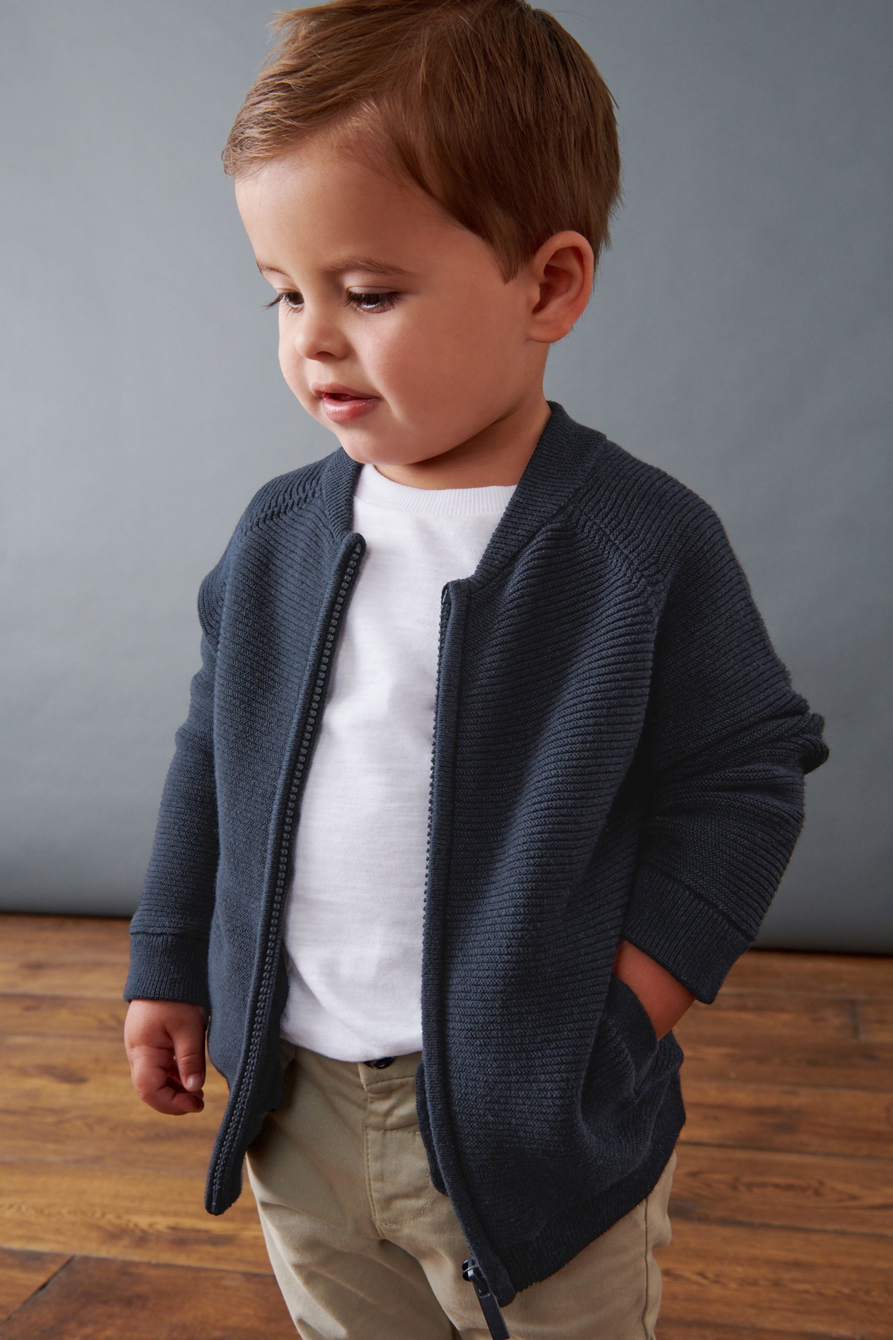 Next Strickjacke Cardigan mit durchgehendem Reißverschluss (1-tlg)