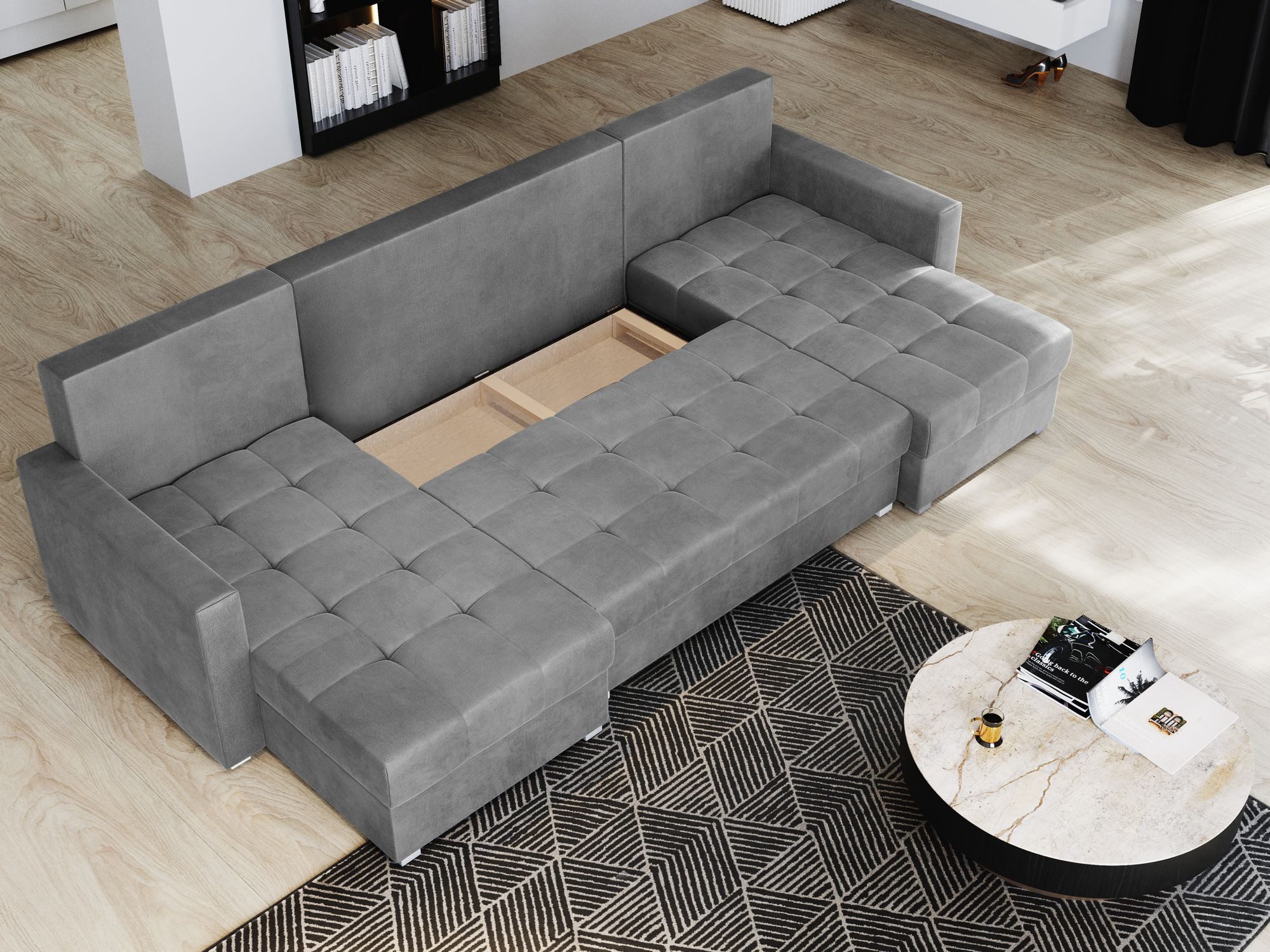 Masseno Ecksofa NAKO mit Schlaffunktion U-Form, Sofa mit Bettkasten