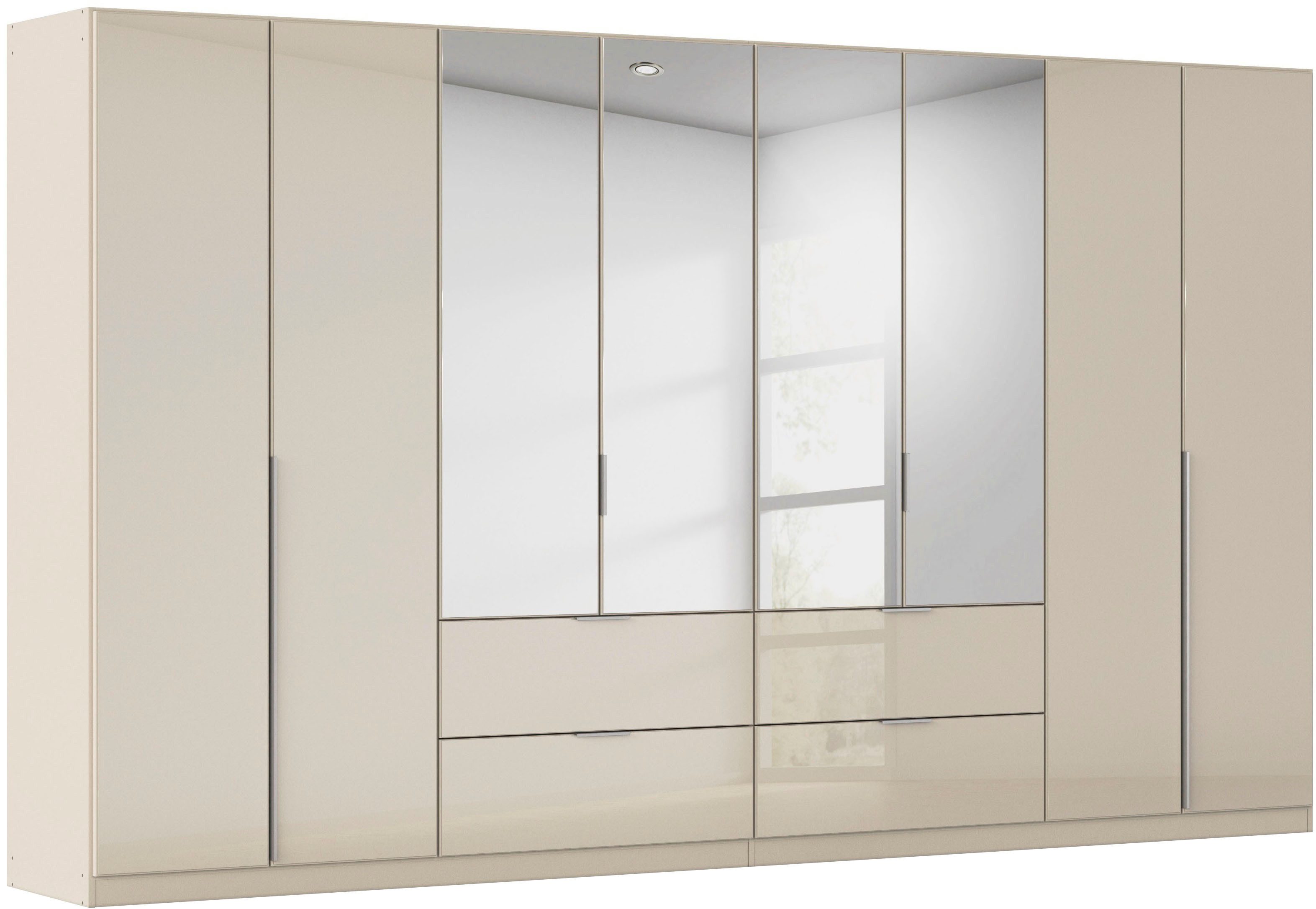 OTTO home Drehtürenschrank Kleiderschrank Kleiderschränke Schrank Garderobe AGORDO mit Glasfront (in zwei Griff-Farben, Breiten 91-360 cm) mit Außenschubkästen, in 7 Breiten und 2 Höhen MADE IN GERMANY
