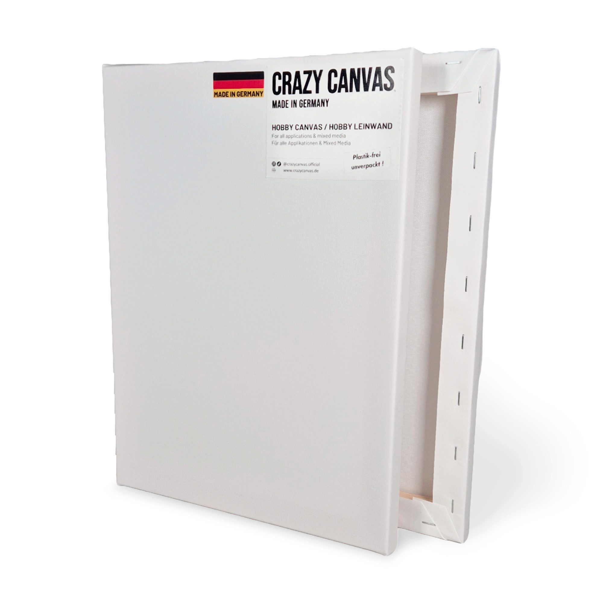 Crazy Canvas Leinwand HOBBY 20x30 cm 2er Pack, Keilrahmen, feine Struktur, versandfrei, 270 g/m², universal grundiert, Made in Berlin