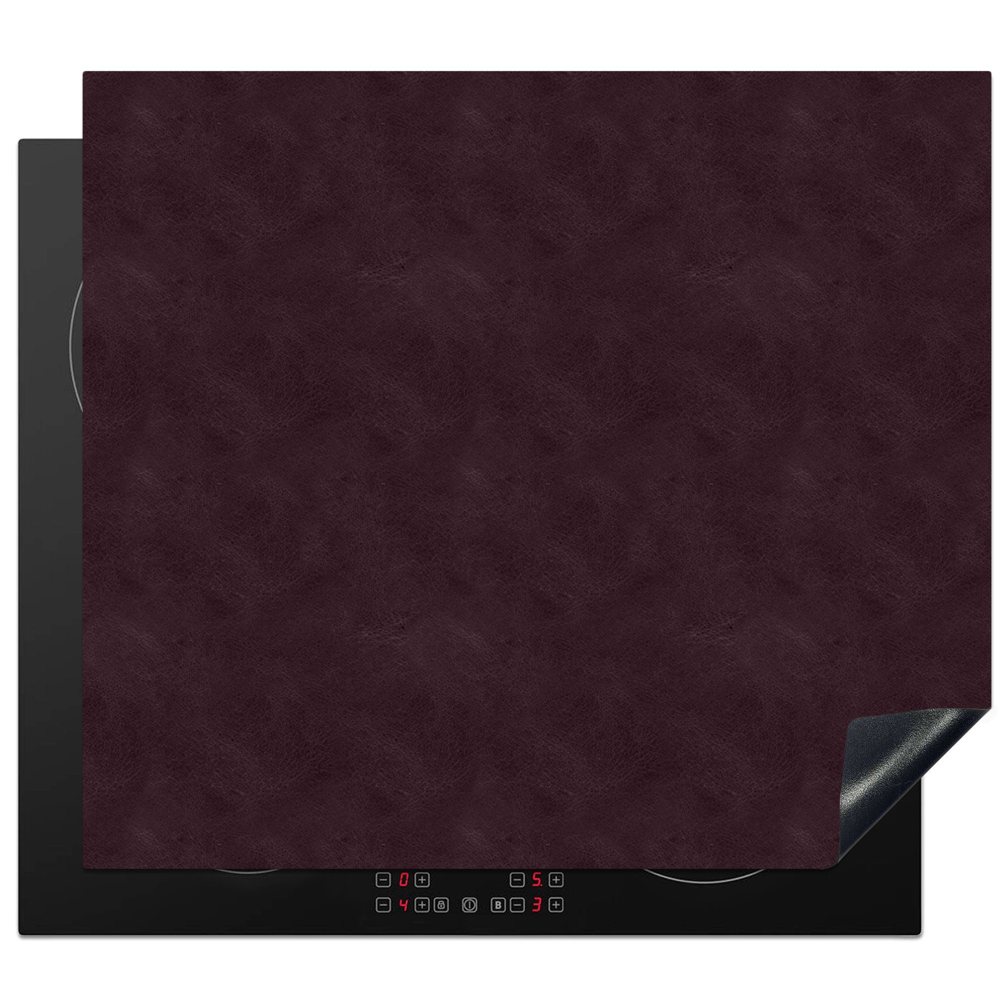 MuchoWow Herdblende-/Abdeckplatte Leder - Rot - Tiere, Vinyl, (1 tlg), 59x51 cm, Induktionsschutz, Induktionskochfeld, Ceranfeldabdeckung