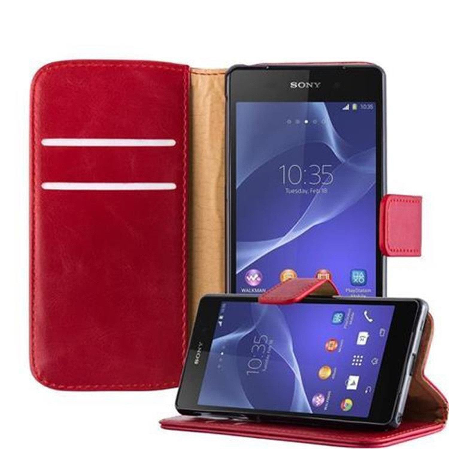 Cadorabo Handyhülle für Sony Xperia Z2 Hülle Sony Xperia Z2, Klappbare Handy Schutzhülle - Hülle - mit Standfunktion und Kartenfach