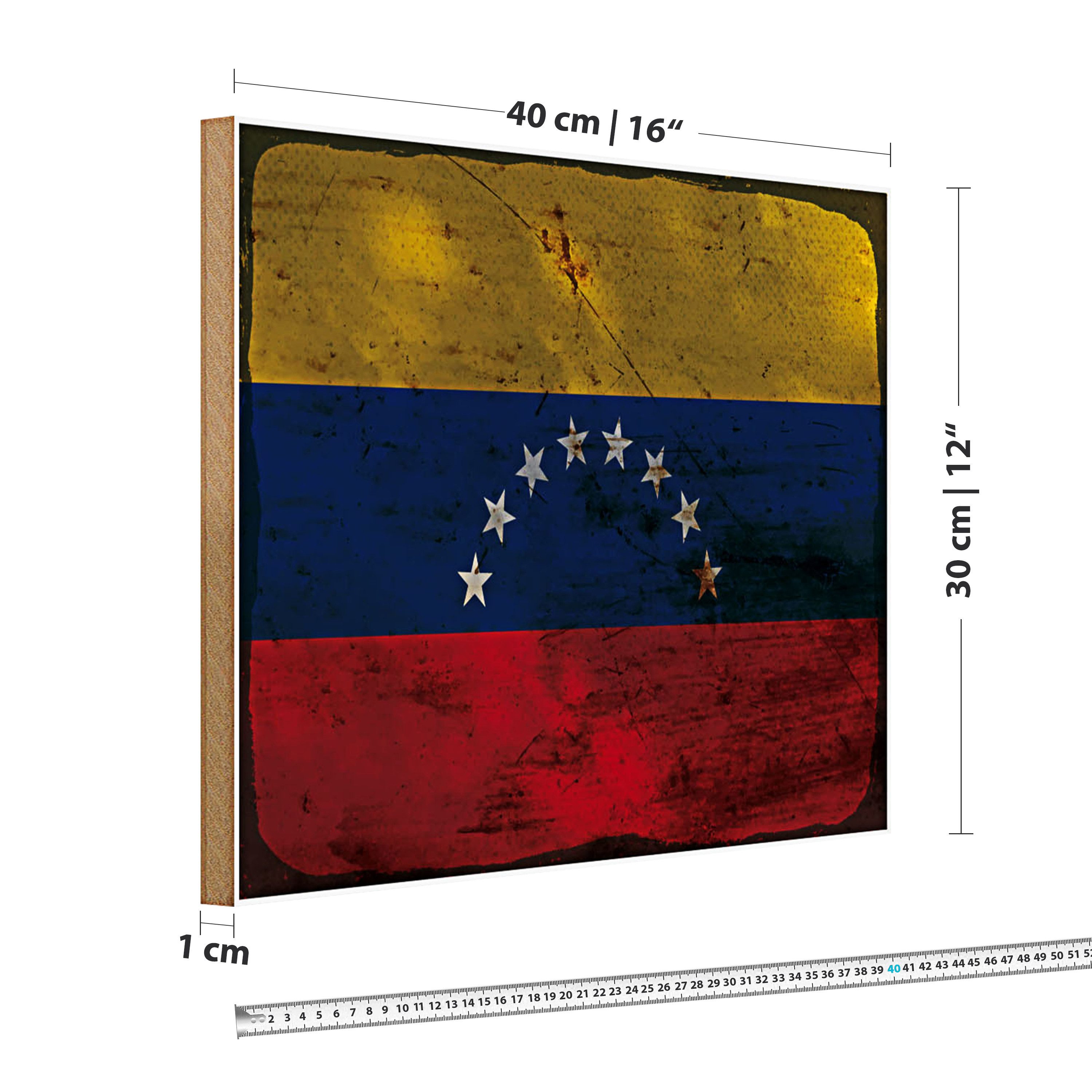 Roomando Holzbild Flagge Venezuela 40x30cm Flag Venezuela Rost