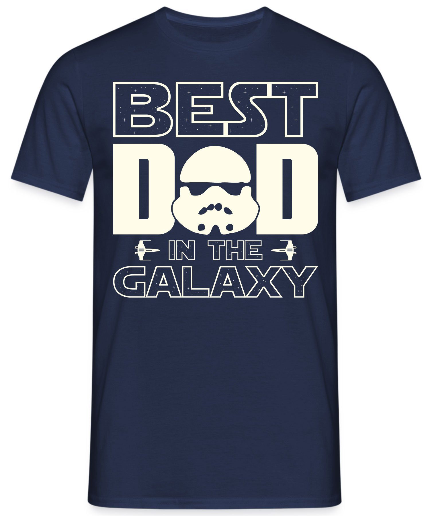 the Navy T-Shirt Vater Kurzarmshirt Blau Best (1-tlg) Herren Galaxy Dad Papa in Quattro Formatee Vatertag -