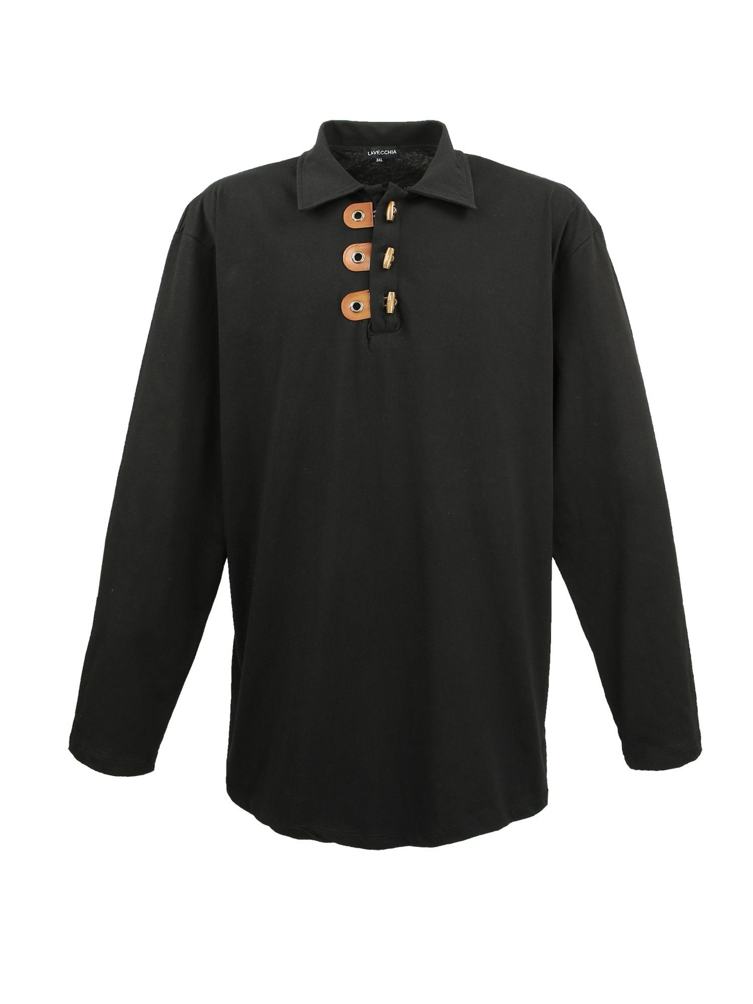 LV-604 Übergrößen Langarmshirt Herren Lavecchia Shirt Langarm-Poloshirt