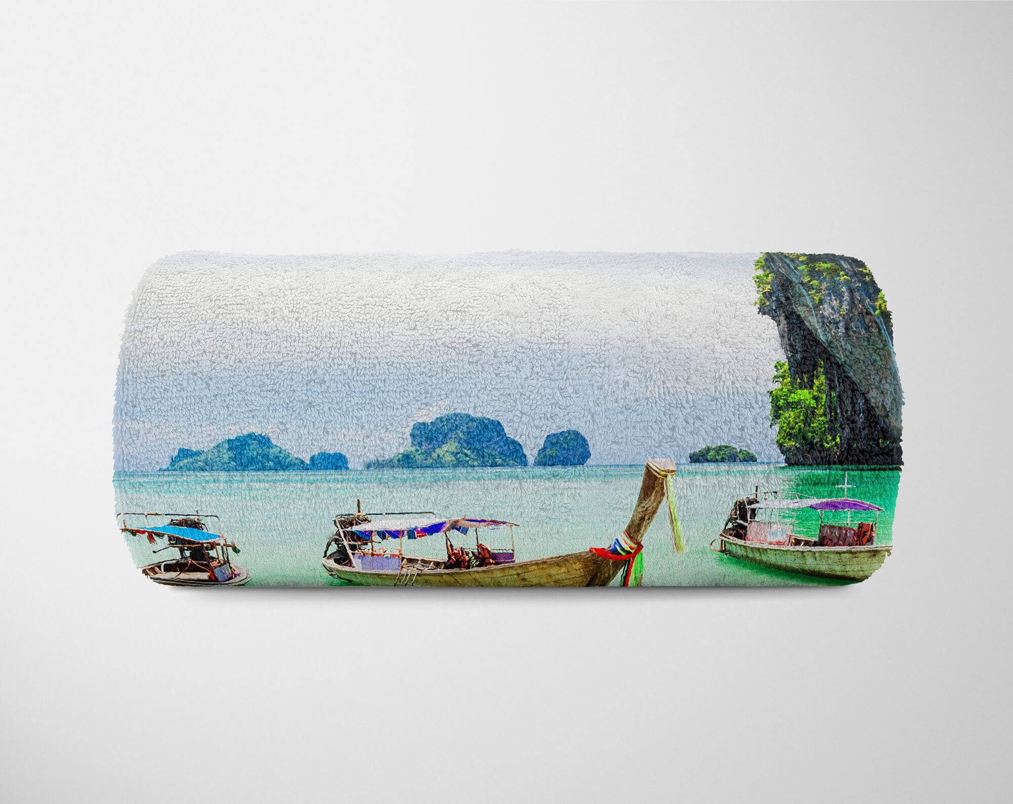 Strandhandtuch Baumwolle-Polyester-Mix Sinus Kuscheldecke mit Art Handtuch Thailand Fotomotiv Handtücher Meer Fisc, Saunatuch Handtuch (1-St),