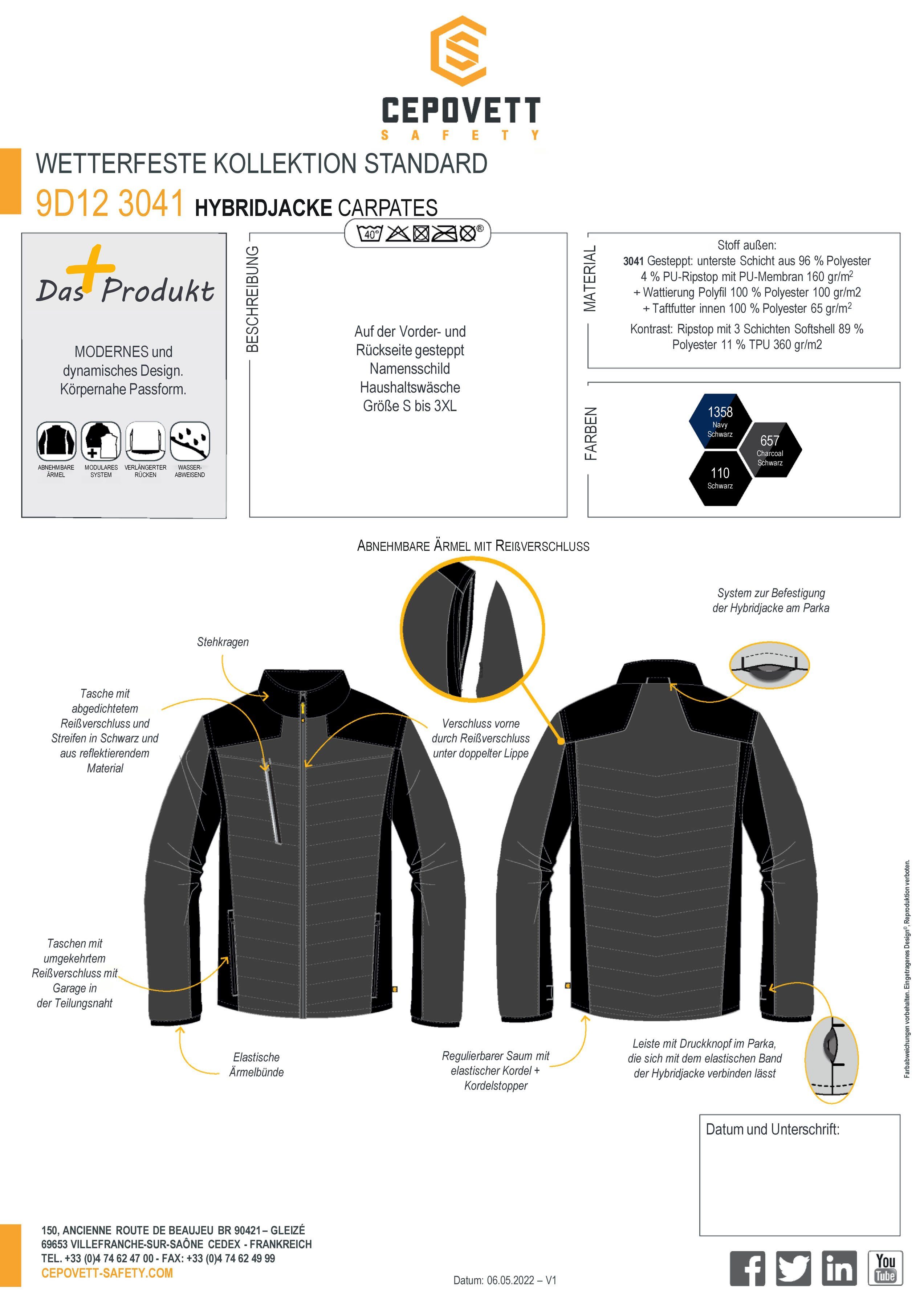 Unisex Modul'wear CHARCOAL Softshelljacke abriebfest, System wasserabweisend, SCHWARZ / Cepovett "Carpates" GREY