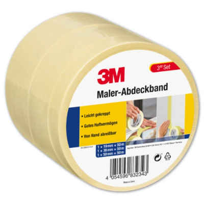 3M Klebeband 3M Malerband Abdeckband Malerkrepp Klebeband Kreppband Renovierung Set (3-St)