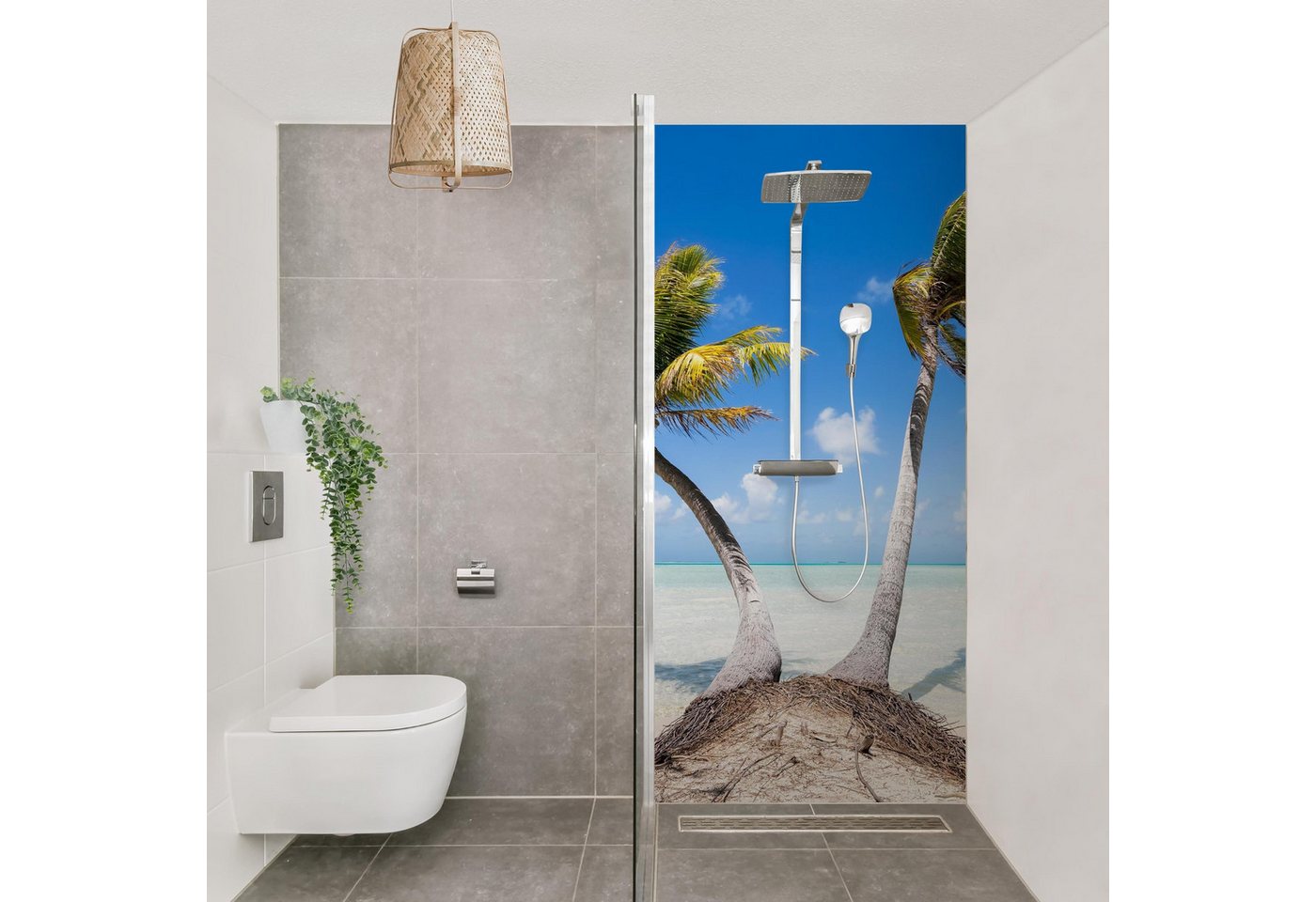 Thumbnail - Bilderdepot24 Badrückwand Strand blau Duschrückwand ohne Bohren Dusche Natur, (Hartfolie matt » Selbstklebend PREMIUM 0,...