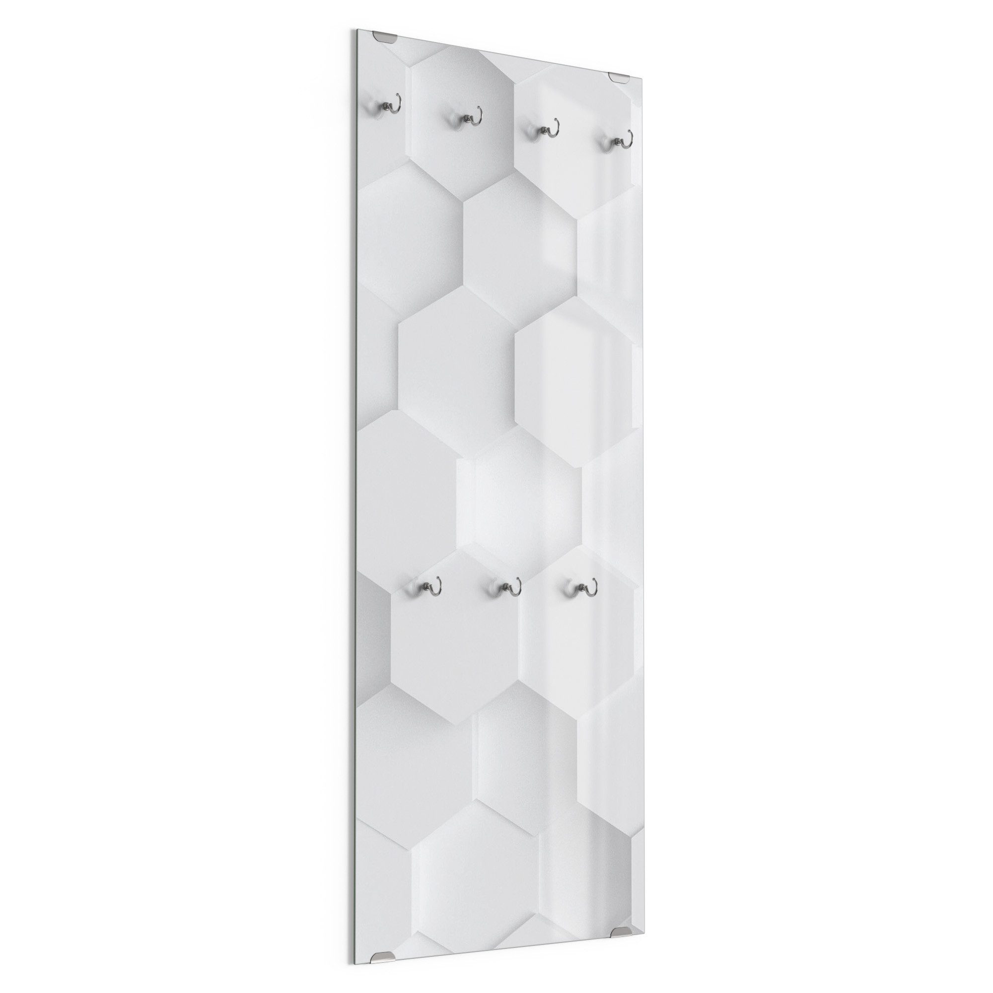 DEQORI Kleiderhaken '3D-Wabenmuster', Glas Garderobe hängend Flur Jackenhalter modern Wandgarderobe Haken