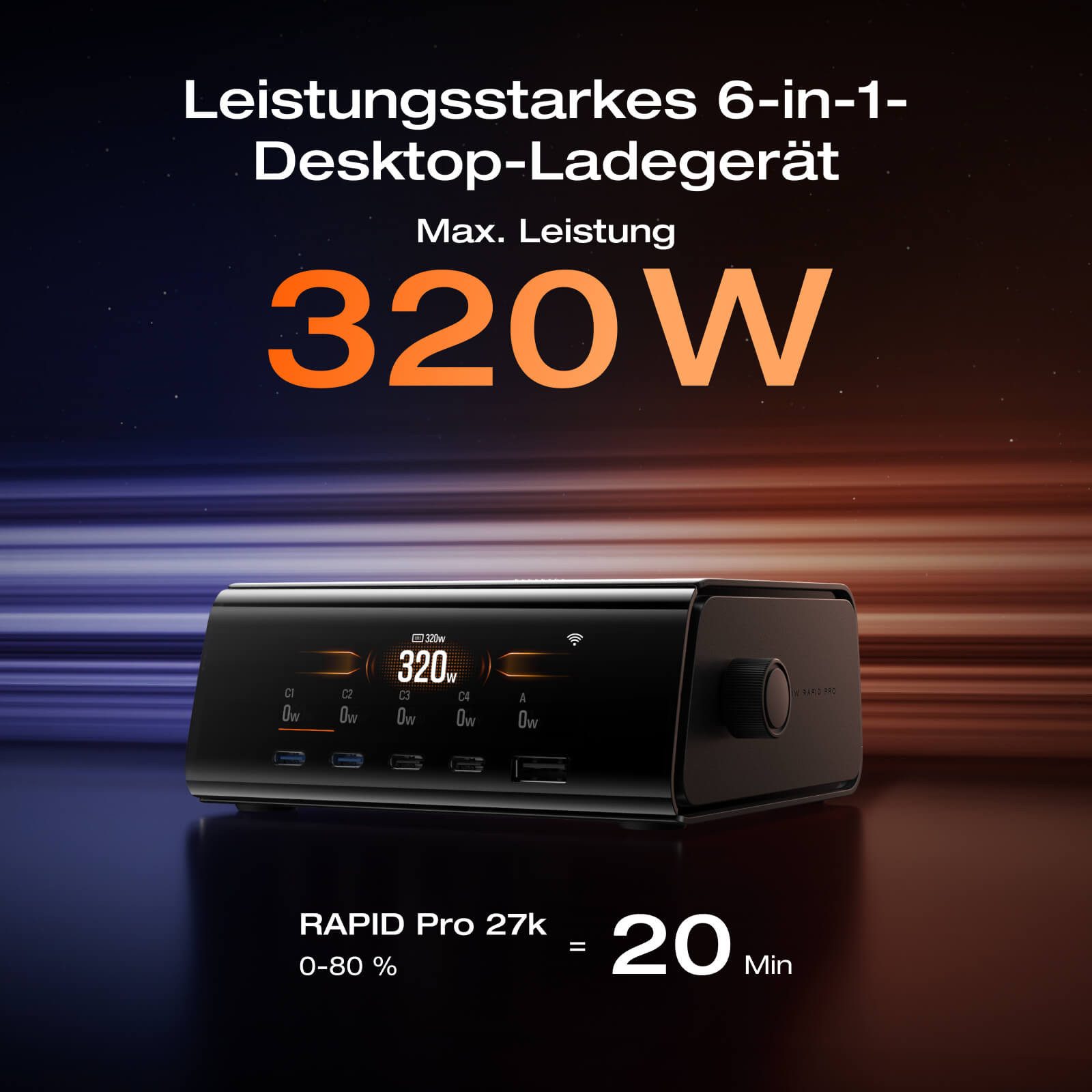 Ecoflow EcoFlow RAPID Pro Desktop-Ladegerät (320 W, 5 Anschüusse, GaN) USB-Ladegerät