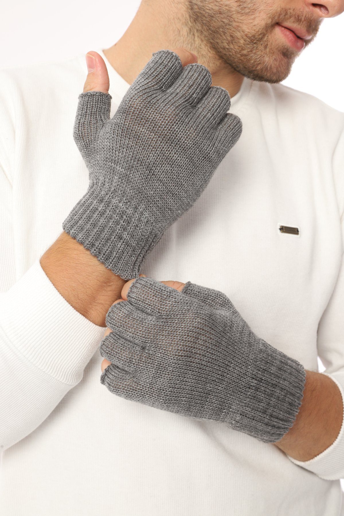 herémood Strickhandschuhe Handschuhe Winterhandschuhe Rippstrick Strickhandschuhe Herren Dunkelgrau