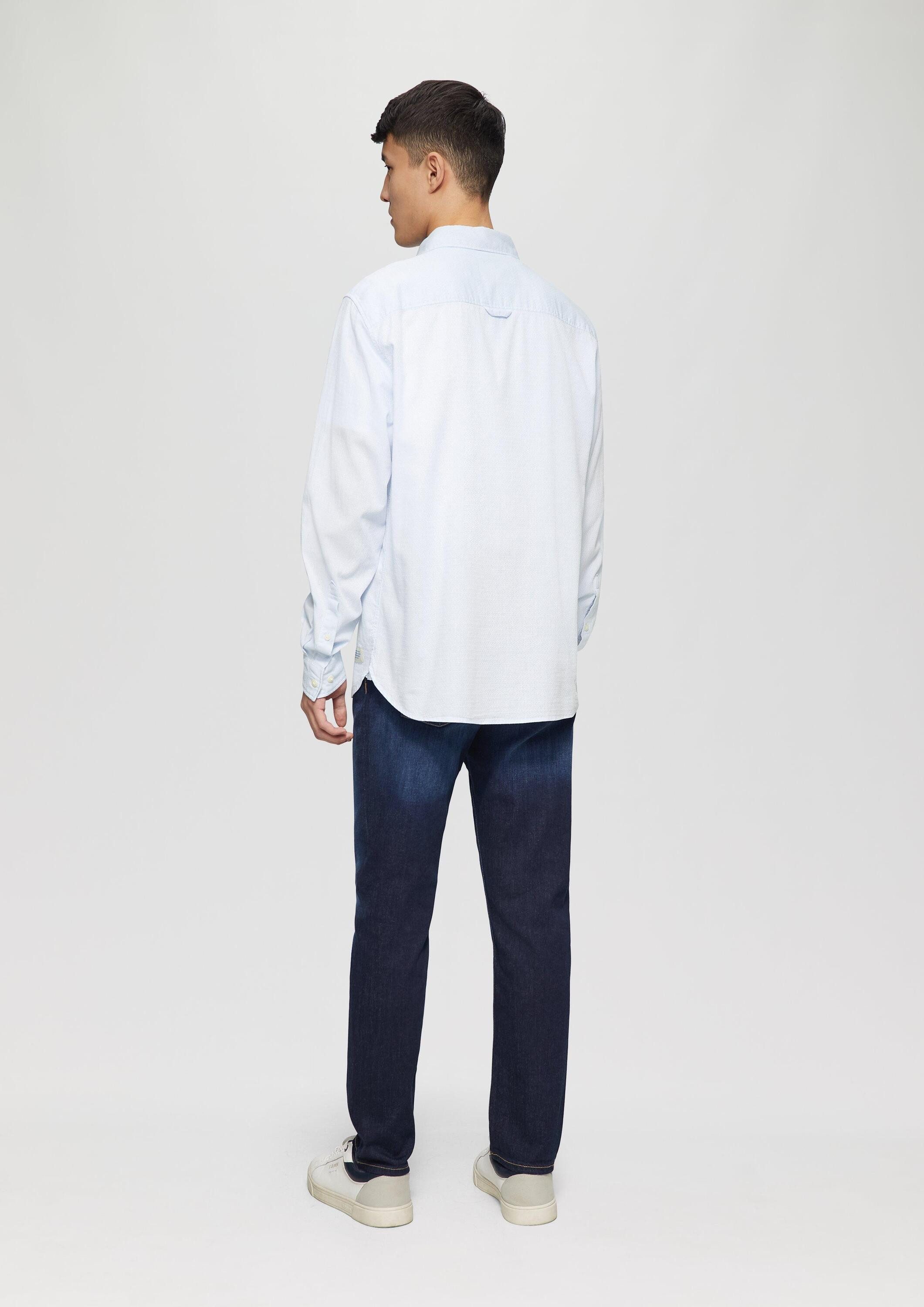 s.Oliver Langarmhemd Hemd Regular Fit: Baumwollhemd mit Strukturmuster