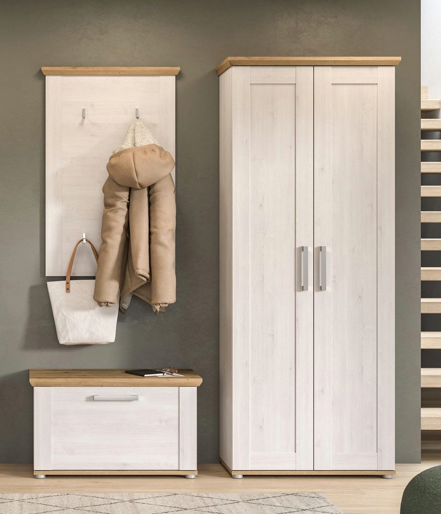 xonox.home Garderoben-Set Garderoben-Set Verona, Lärche Sibiu / Eiche, 3-teilig, (3-St), Garderobenmöbel, Garderobenkombination Lärche