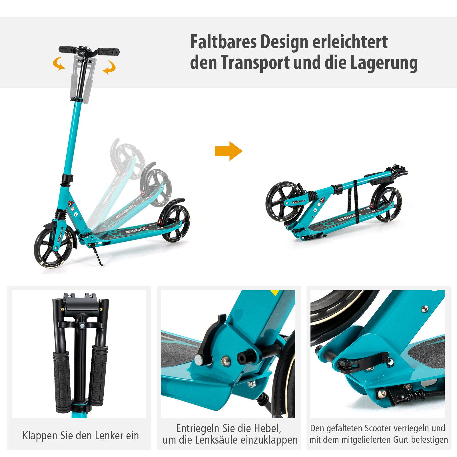 COSTWAY Scooter, Roller klappbar, kinder ab 8 jahre