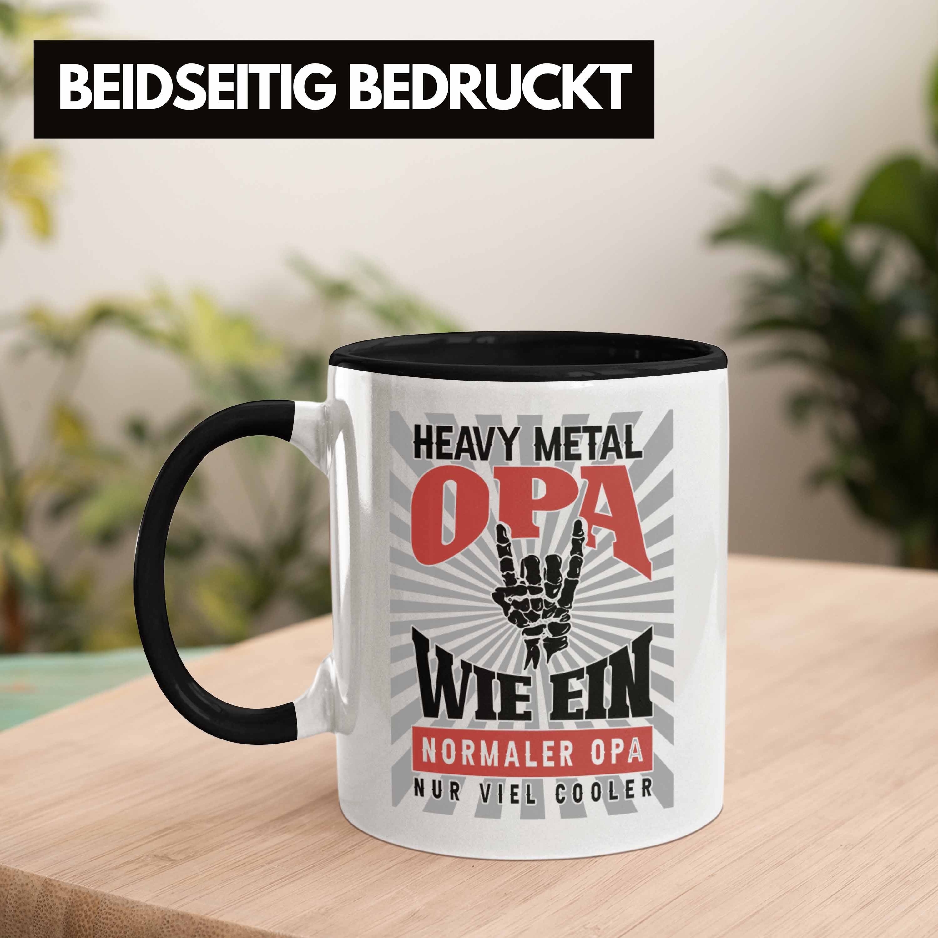 Opa Bester Metal Roll Opa Schwarz Heavy n Vatertag Geschenk Becher Tasse Trendation Rock Tasse
