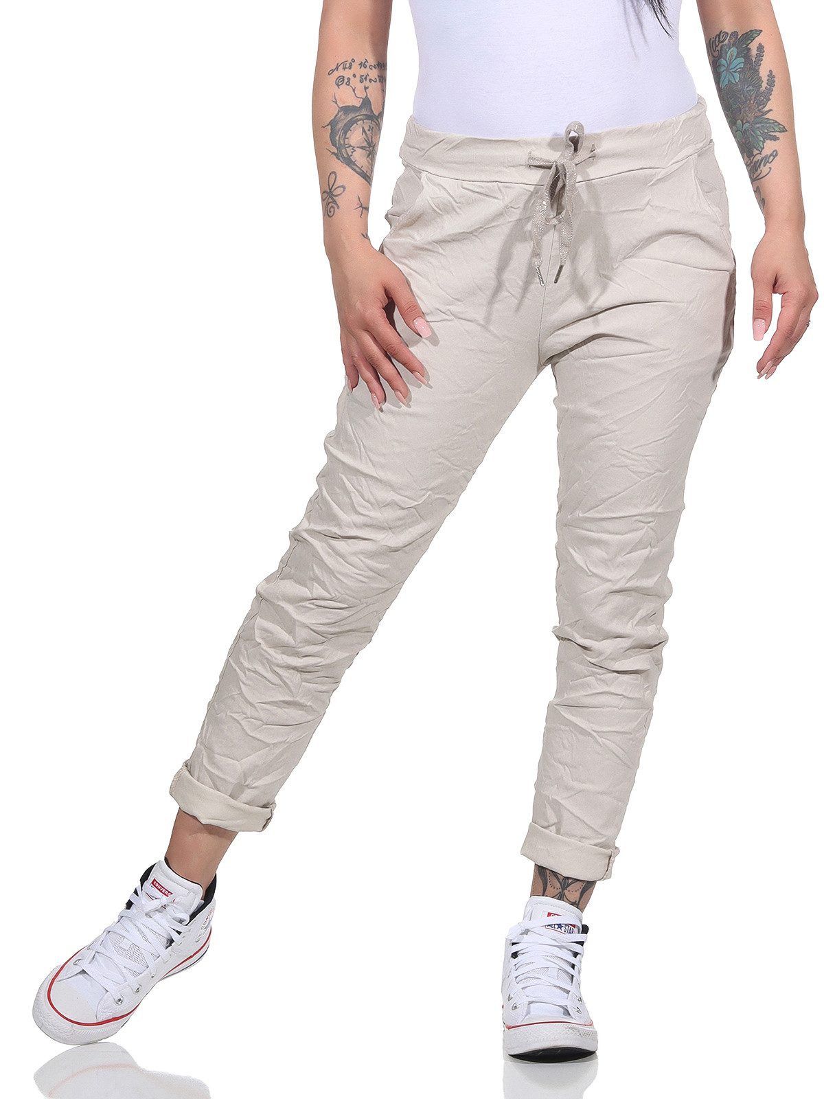 CLEO STYLE Jogginghose Damen Jogginghose 8115 36-40 Beige