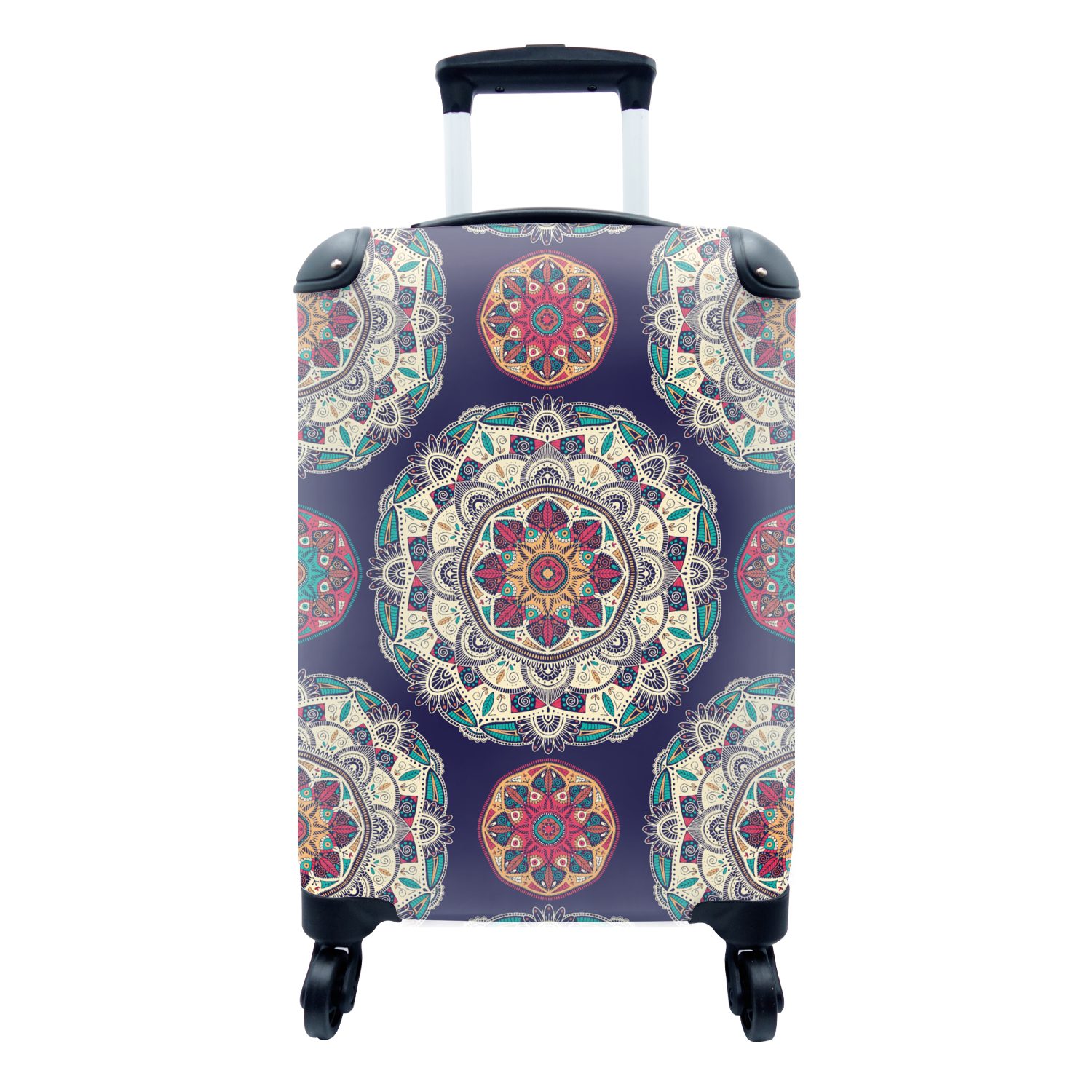 MuchoWow Handgepäckkoffer Bohème - Mandala - Muster, 4 Rollen, Reisetasche mit rollen, Handgepäck für Ferien, Trolley, Reisekoffer