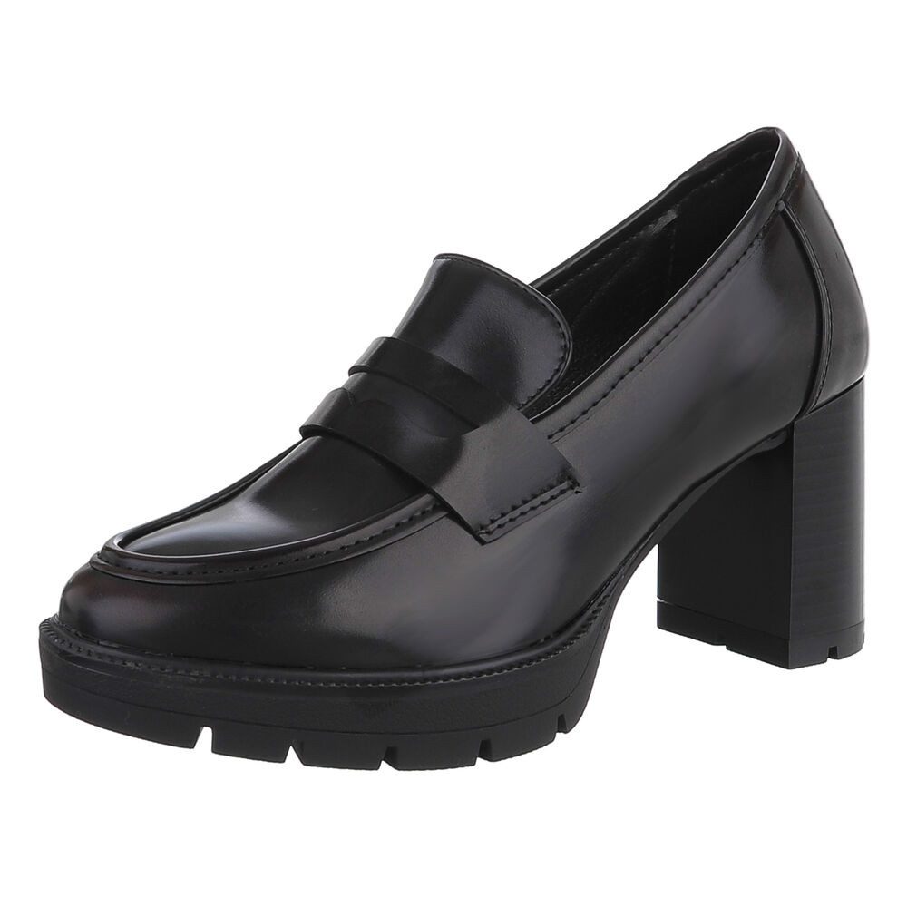 Ital-Design Elegante Blockabsatzschuhe für Damen mit modischer Schnalle High-Heel-Pumps (90793545) Blockabsatz Pumps in Braun