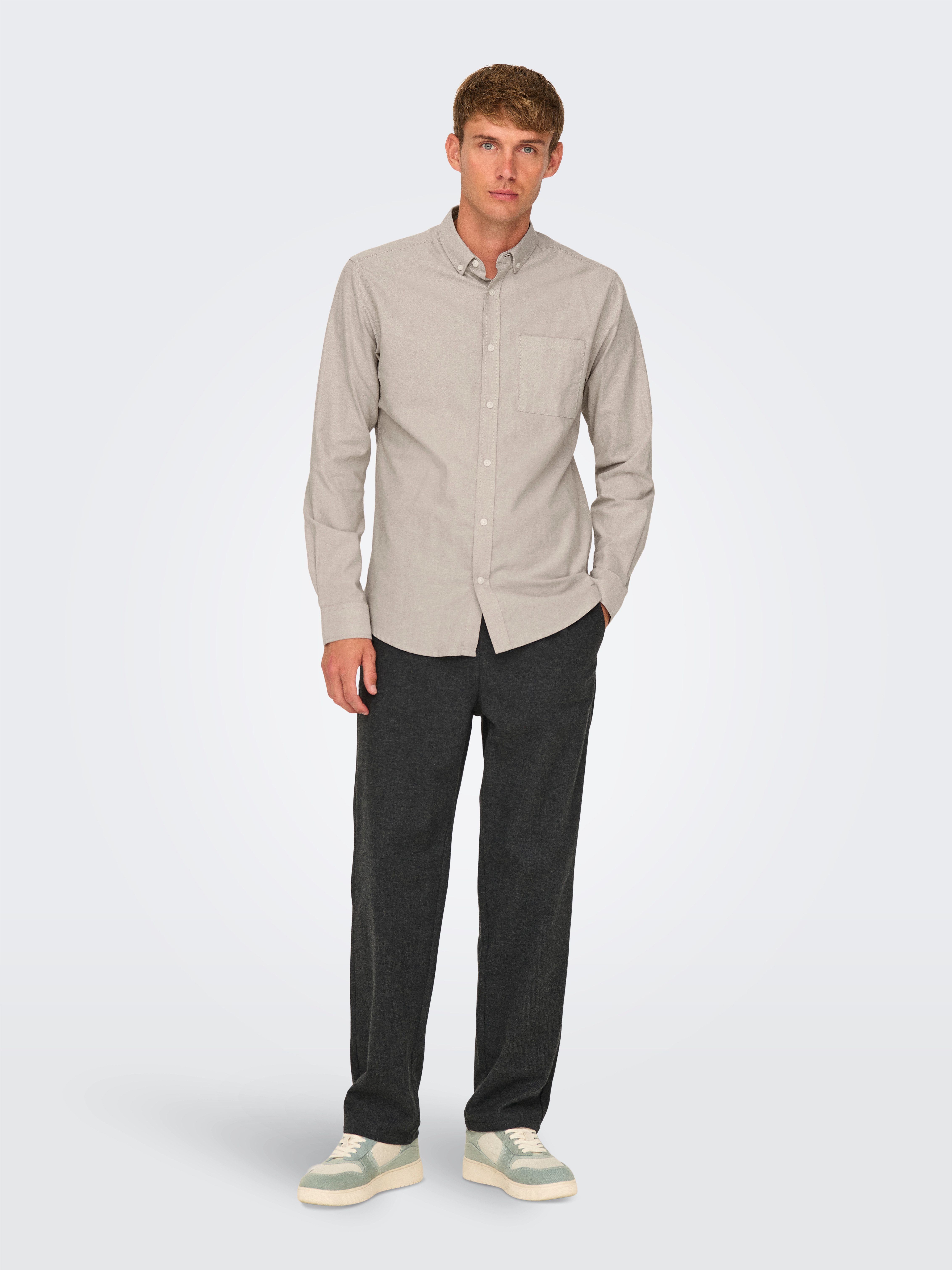 ONLY & SONS Langarmhemd ONSALVARO SLIM LS OXFORD SHIRT NOOS