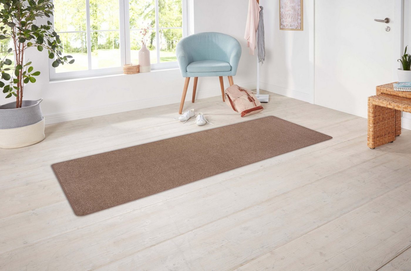 Hanse Home Exclusiv Läufer Liberty, rechteckig, Höhe: 7 mm, Uni-Meliert, robust, kräftige Farben, rundherum farbige Kettelung