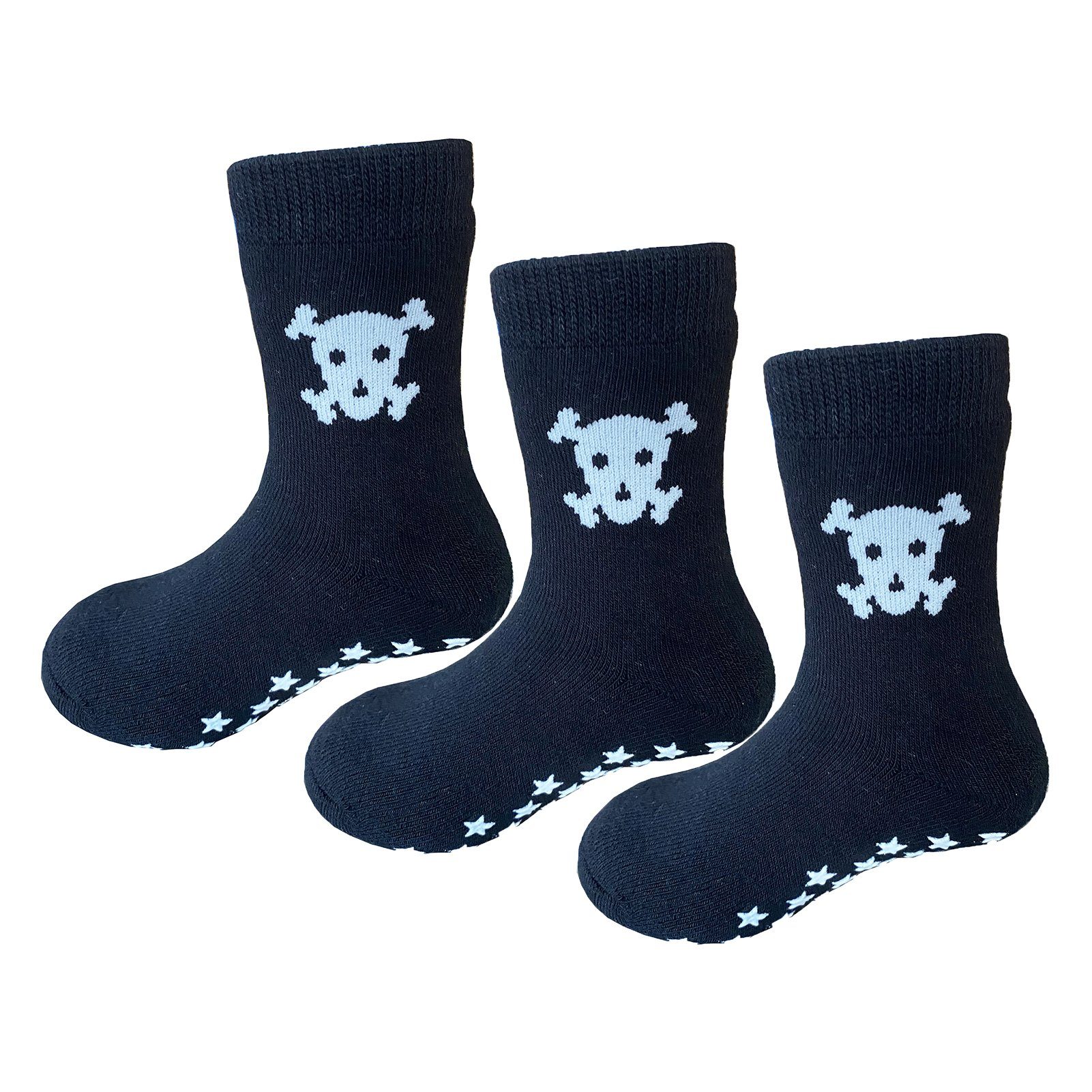 Yalion Langsocken Kinder Baby socken (3 Paar) Anti Rutsch Socken für Jungen Mädchen (Set, 3-Paar, 3 Paar) Rutschfeste Sternen-Noppen