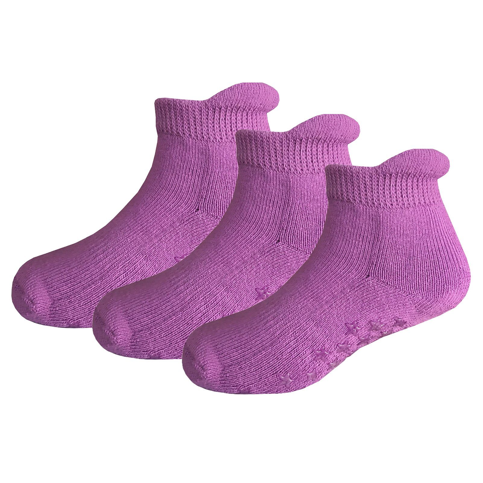 Yalion Arbeitssocken Babysocken (3-Paar) Anti-Rutsch-Socken Weiche Kinder Baumwoll Socke Atmungsaktiv und warm Lila