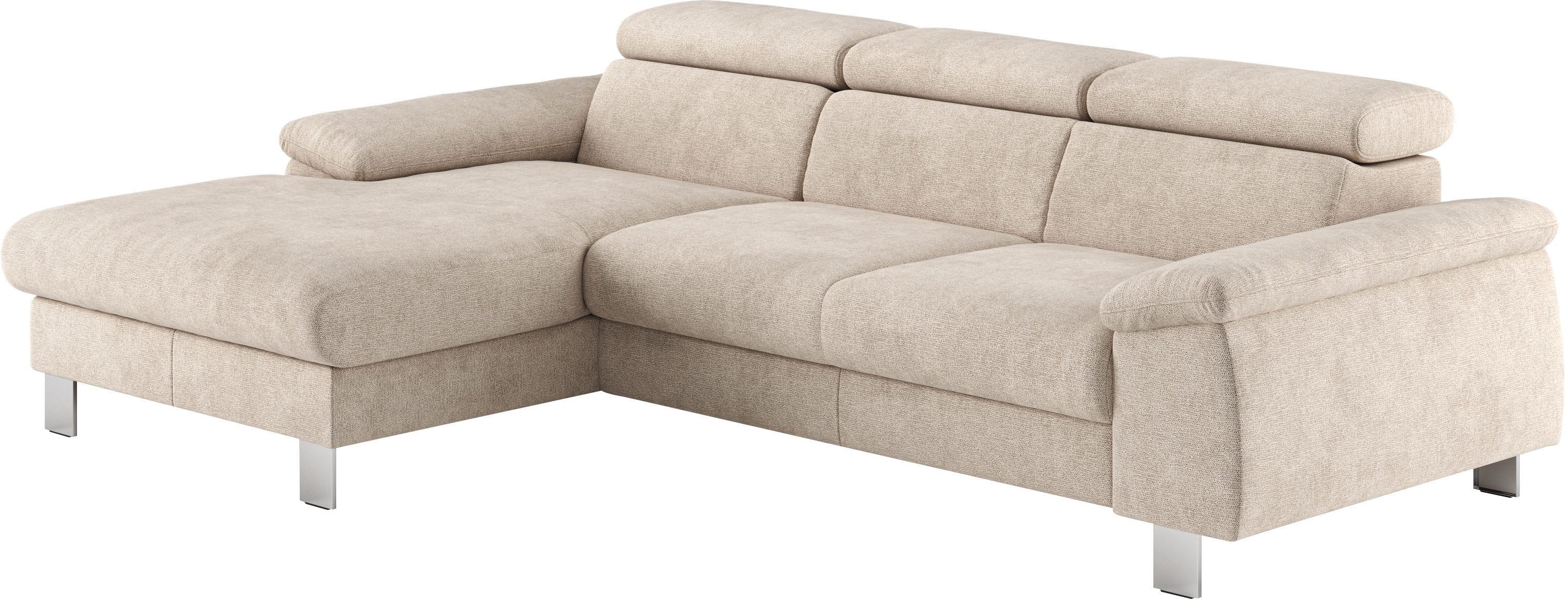 COTTA Ecksofa Komaris L-Form, B: 244 cm, mit Kopfteilverstellung, optional Bettfunktion, Bettkasten & Licht