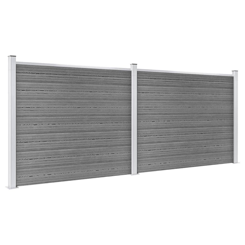 Gartentor Zaunelement Set WPC 353x146 cm Grau