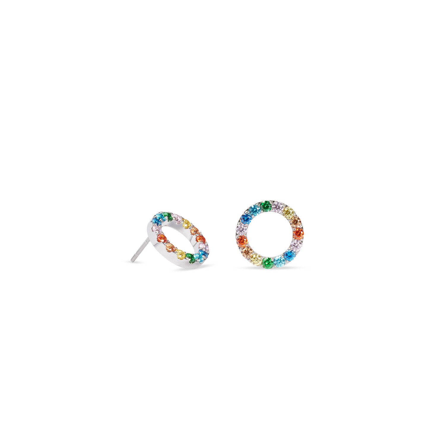 COEUR DE LION Paar Ohrstecker Schmuck Geschenk Edelstahl Ohrringe Sparkling Circle Würfelkette, mit Zirkonia (synth)