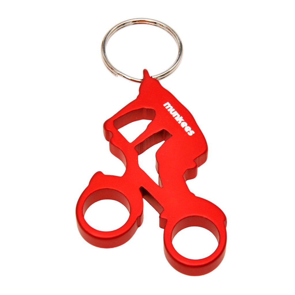 Munkees Flaschenöffner Flaschenöffner Fahrradfahrer Alu Rot, Sportliches Geschenk (Packung, 1-tlg), eloxiertes Aluminium, Flaschenöffner, 1 Teil
